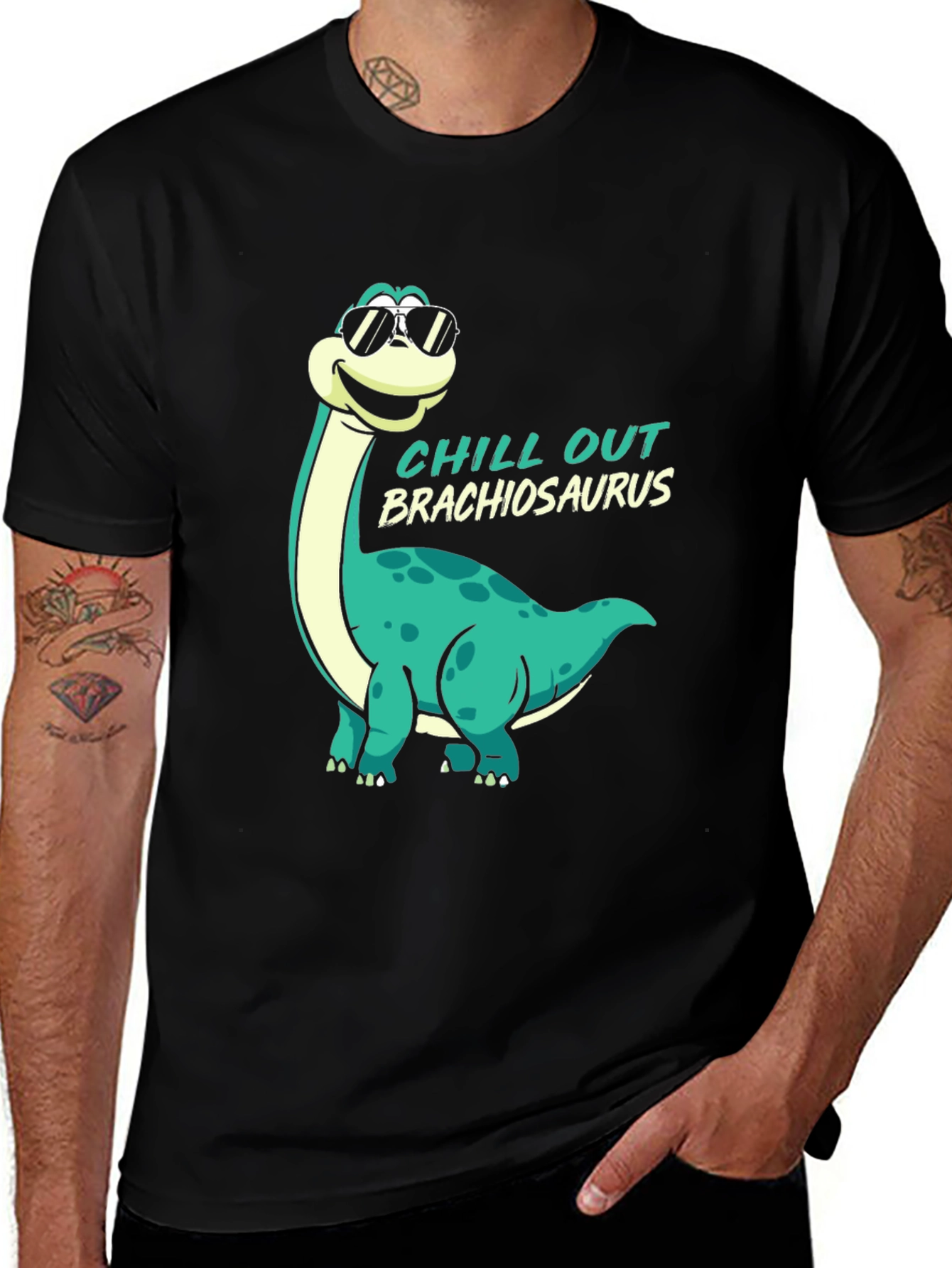 Chill Out Brachiosaurus Black T-Shirt