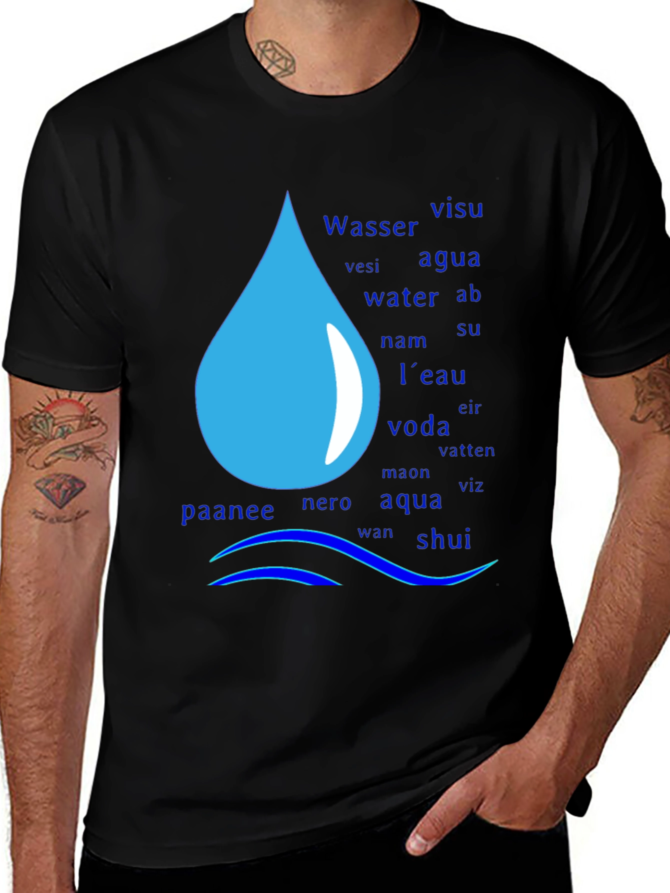 Multilingual Water Drop T-Shirt