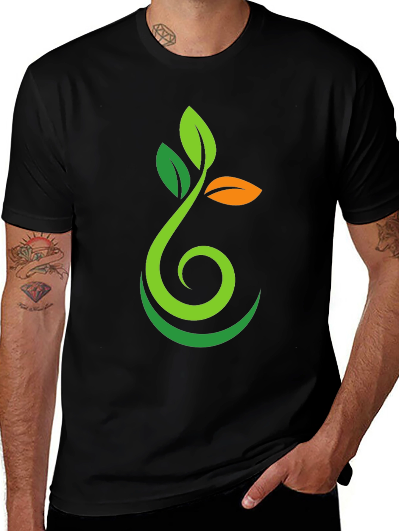 Variant 25 of Nature Sprout Graphic Black T-Shirt