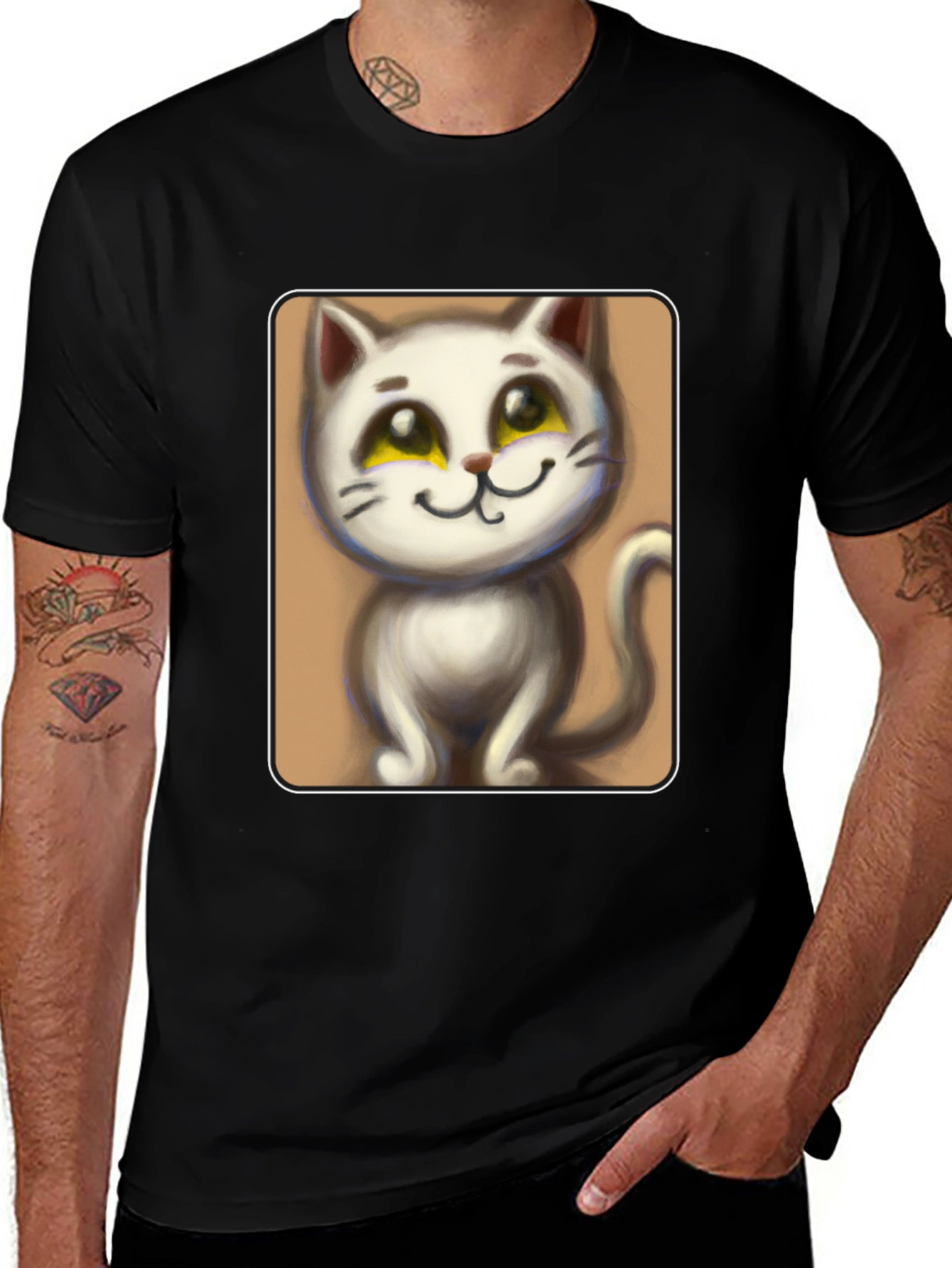 Variant 22 of Cute Cartoon Cat Graphic Tee - Unisex Soft Cotton