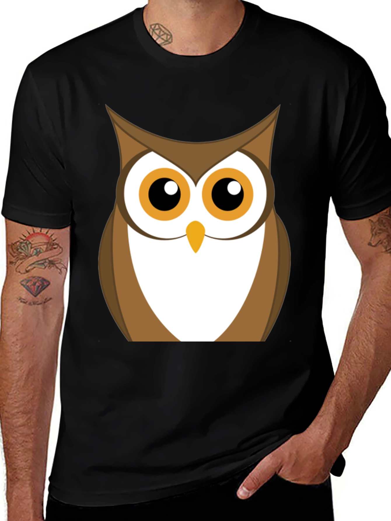 Variant 25 of Owl Graphic Print Black T-Shirt