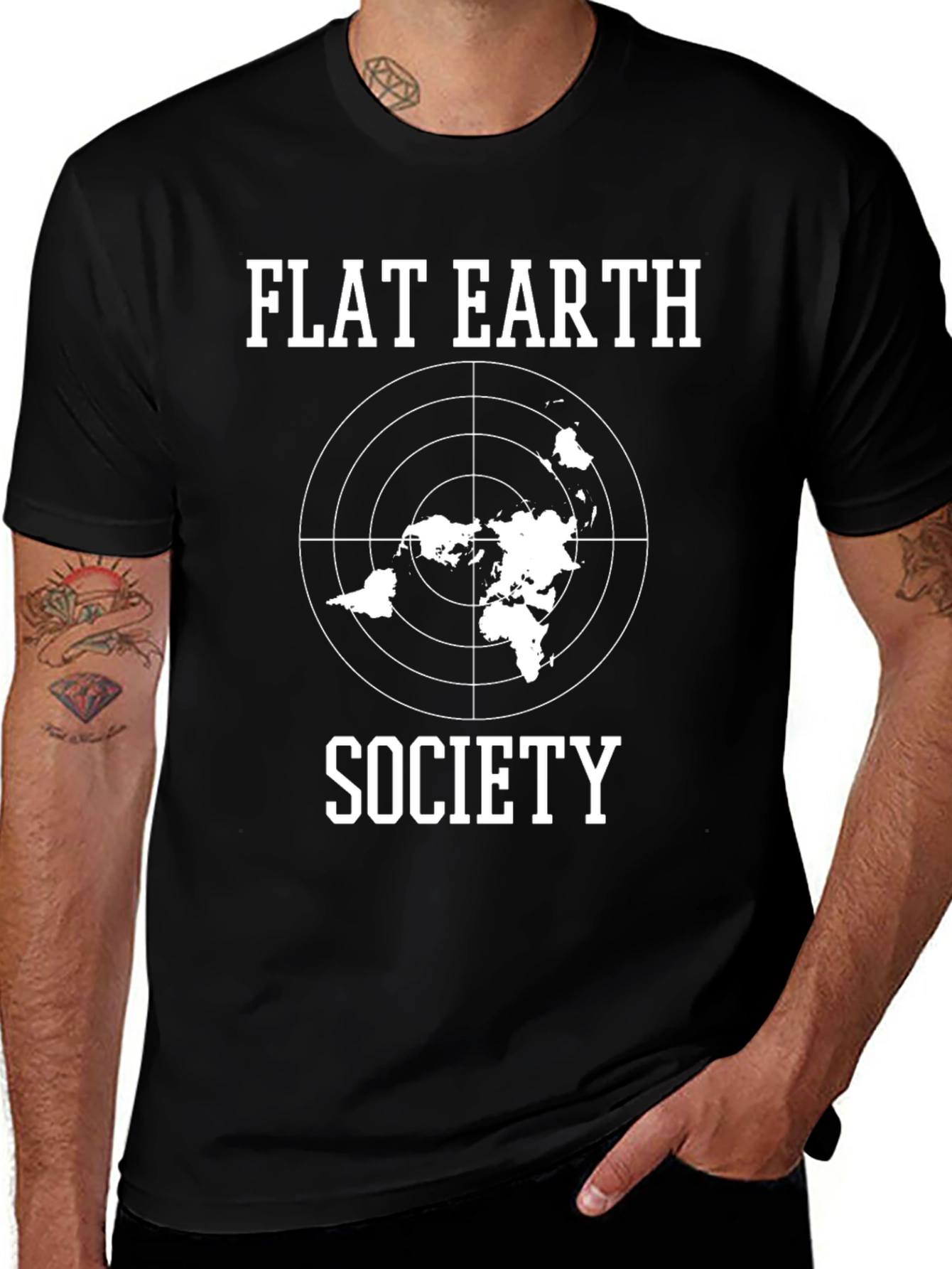 Flat Earth Society Graphic T-Shirt Conspiracy