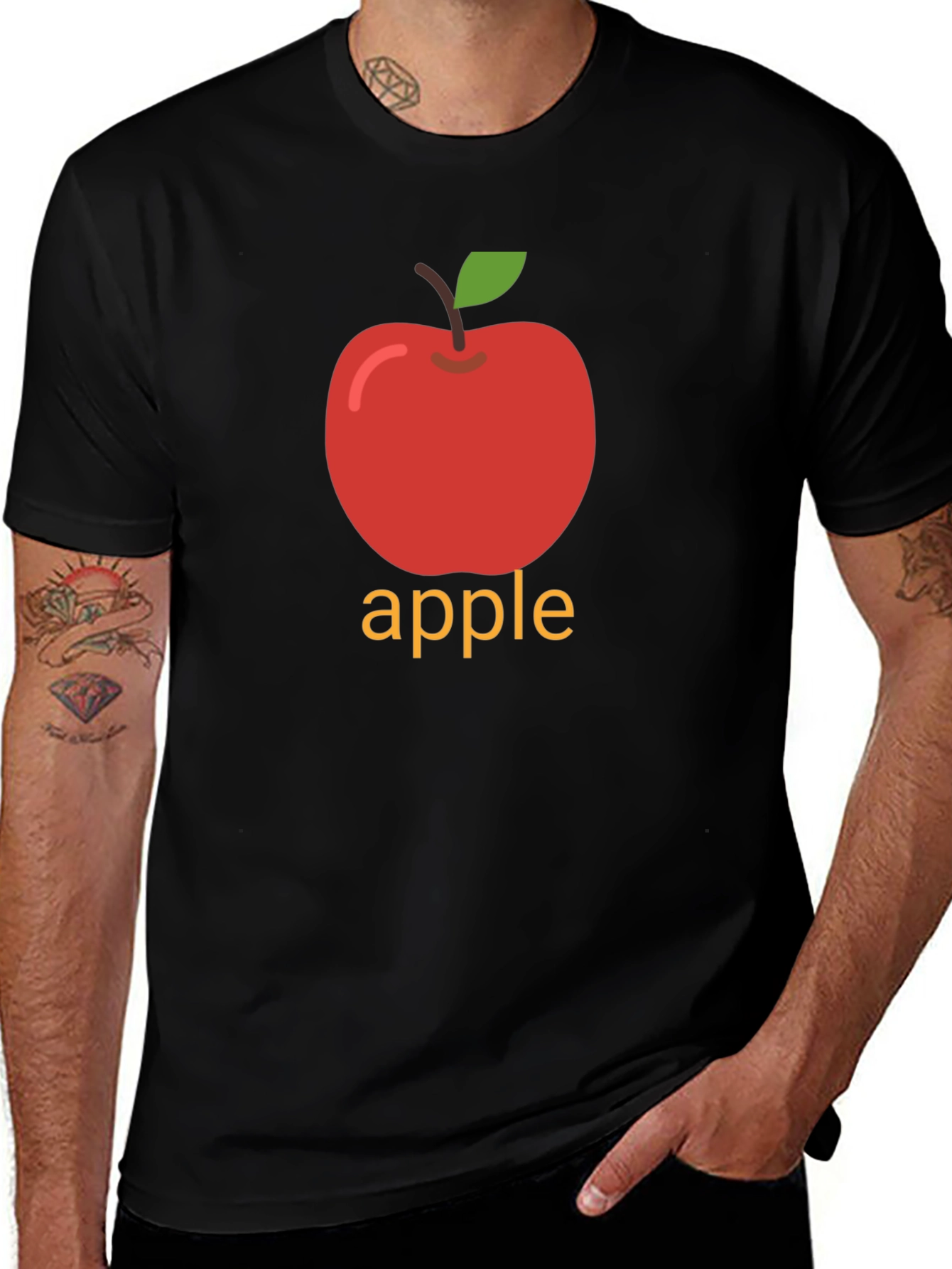Variant 22 of Apple Graphic Print Black T-Shirt