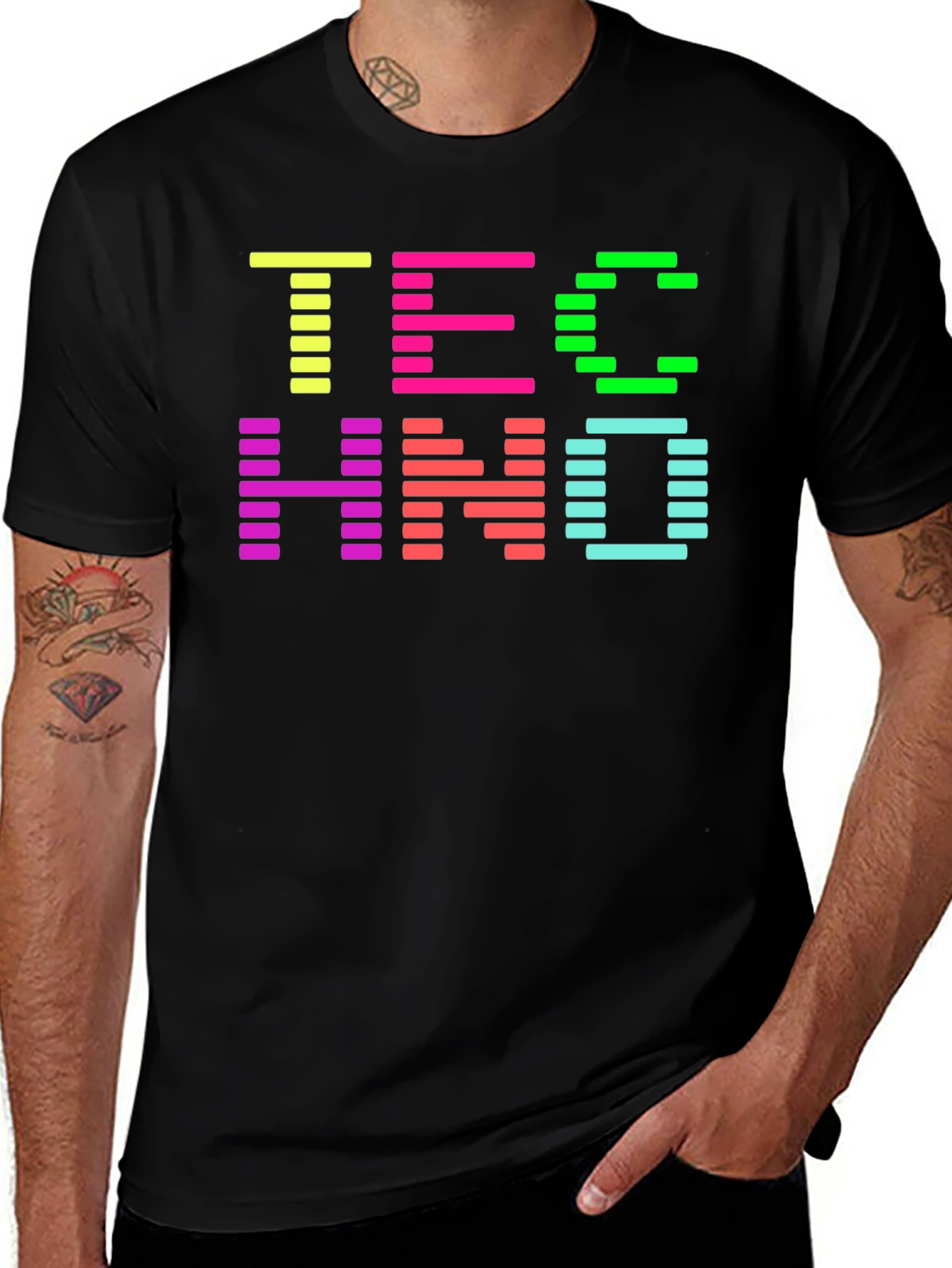 Retro Techno Music Graphic Tee - Vibrant Design