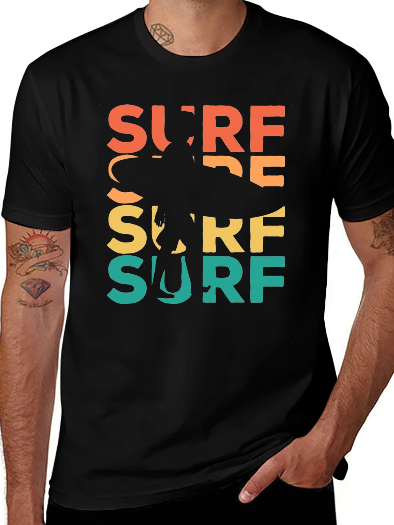 Variant 13 of Retro Surf Graphic Tee - Classic Surfer Design