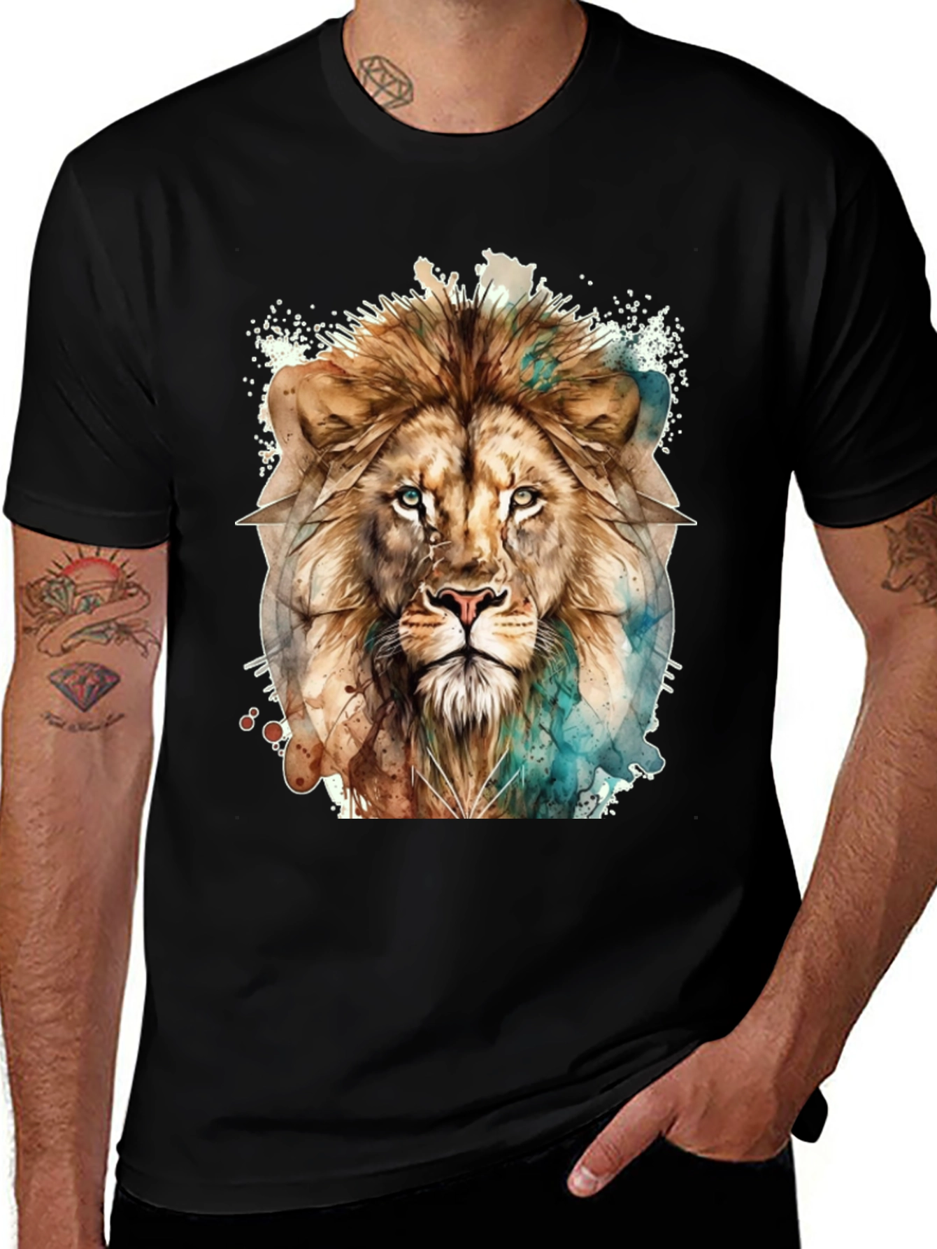 Variant 6 of Lion Art Graphic T-Shirt - Black