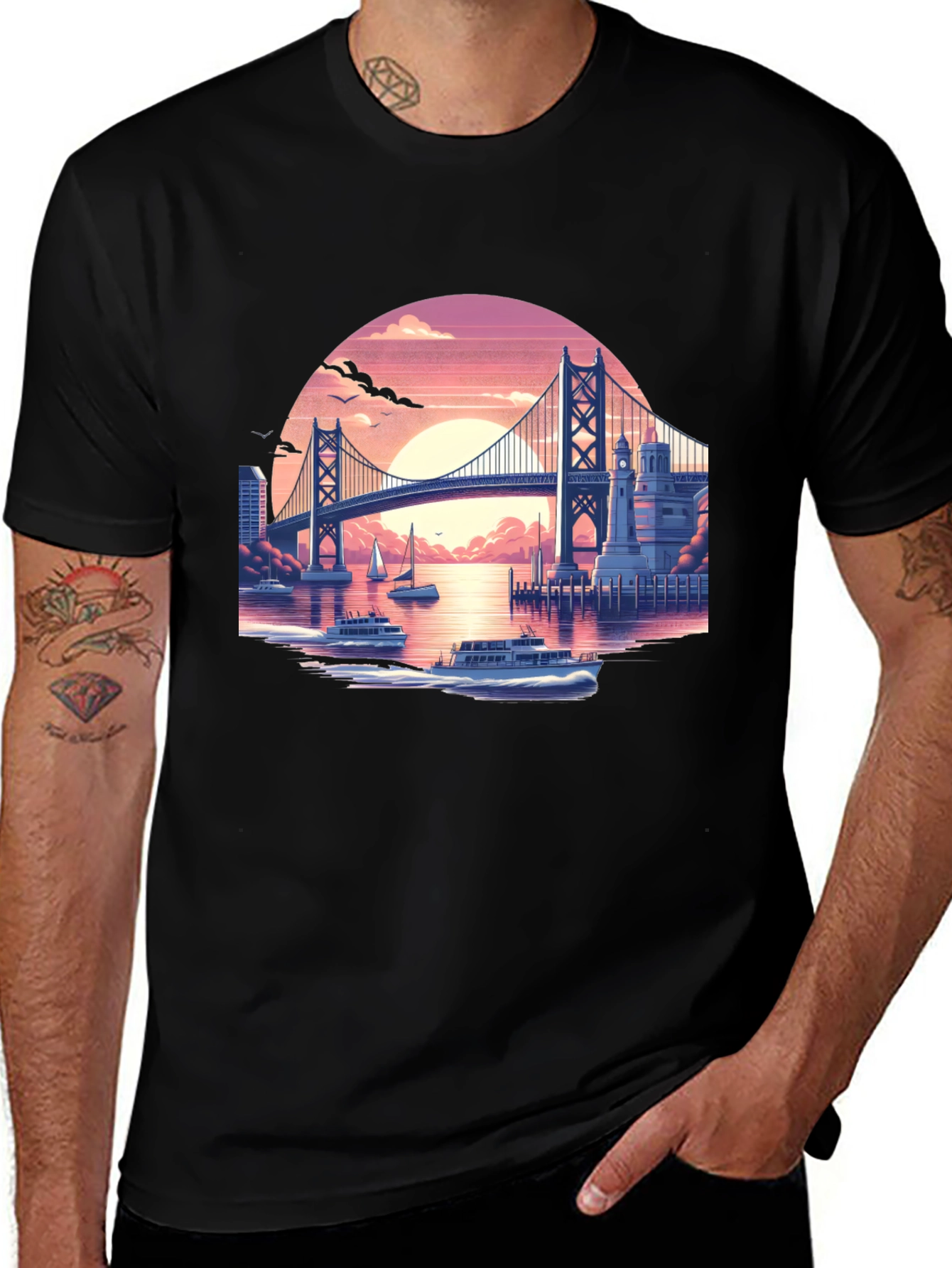 Variant 25 of Sunset Bay Bridge Graphic Tee