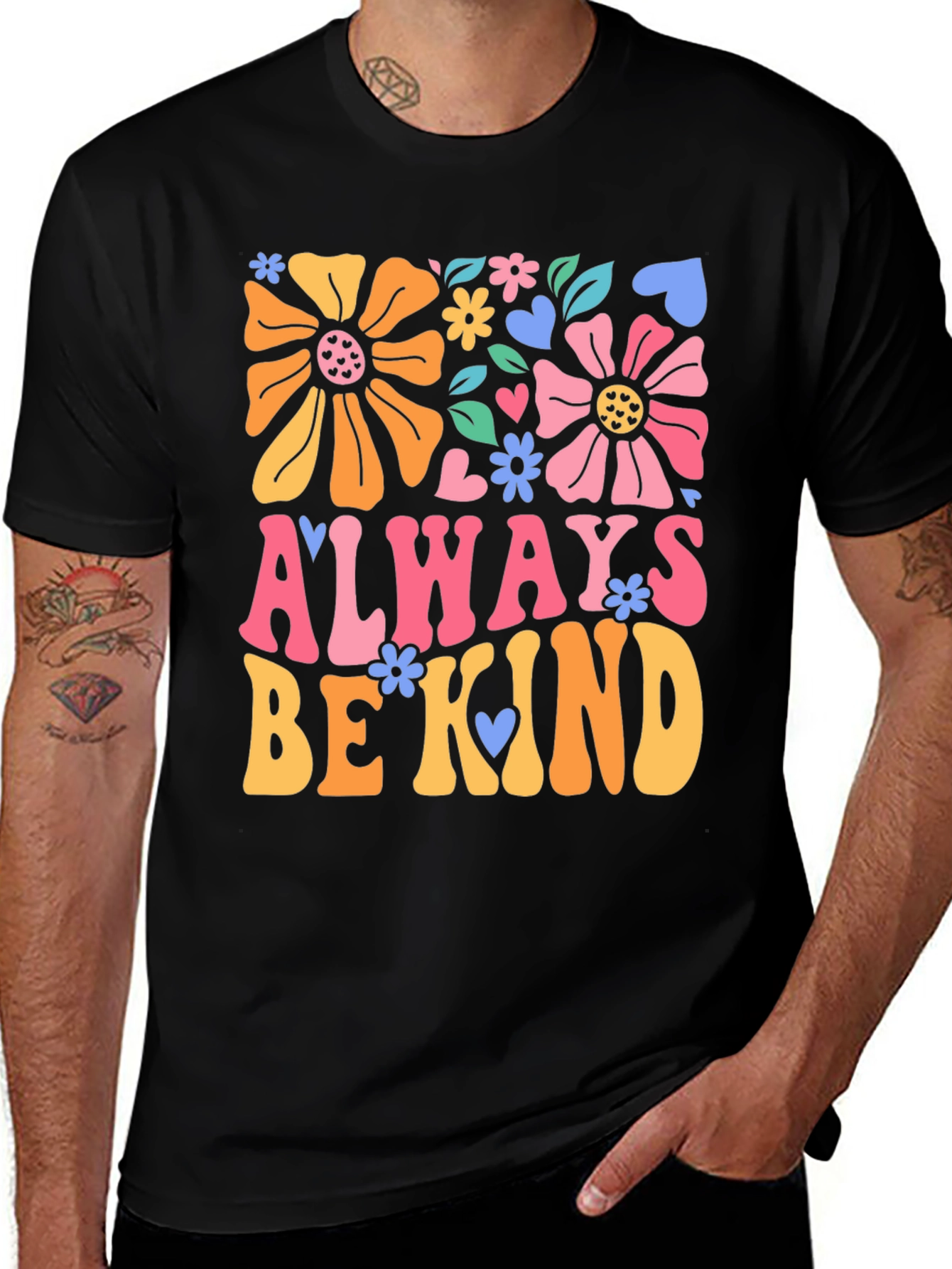 Variant 20 of Always Be Kind Graphic Tee - Retro Flower Power Shirt