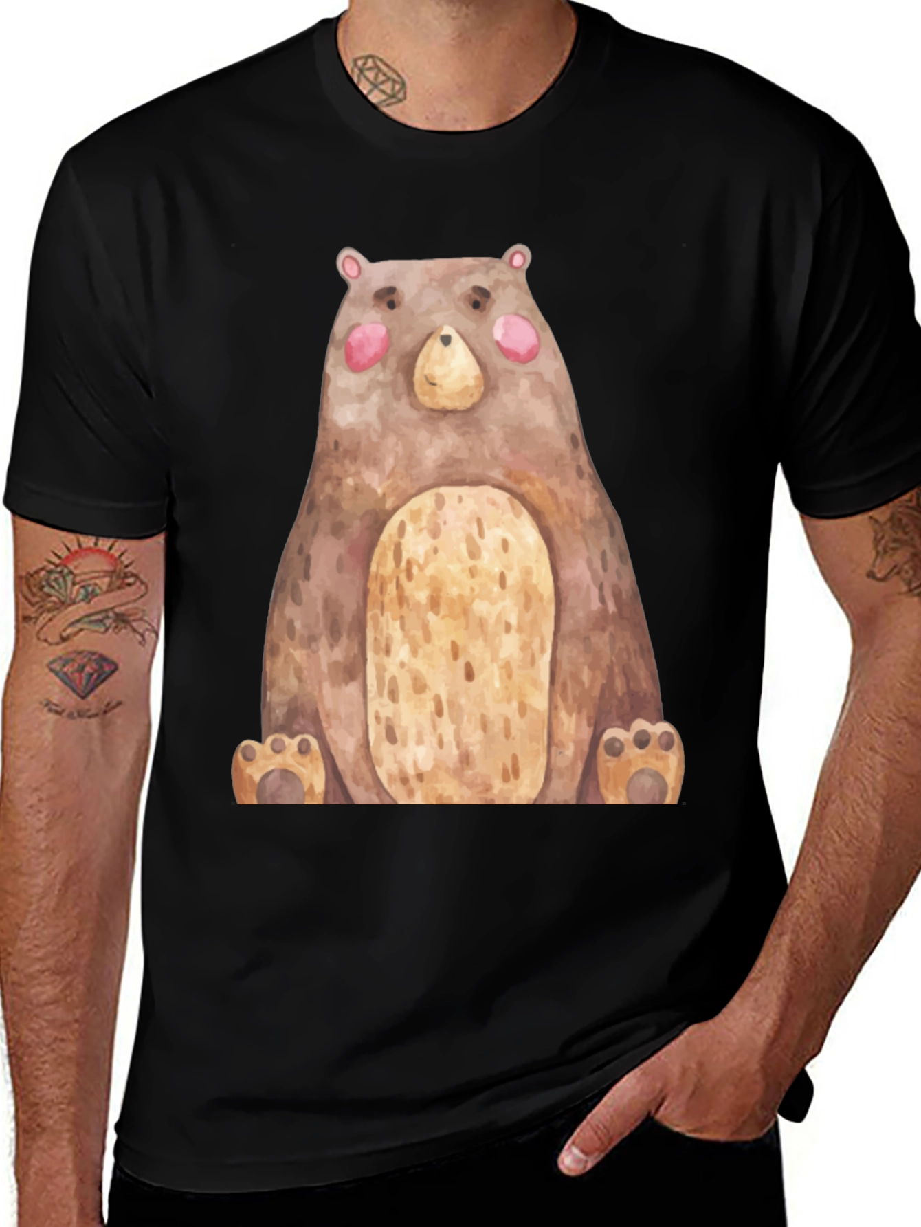 Variant 8 of Cute Bear Graphic Print Crew Neck T-Shirt