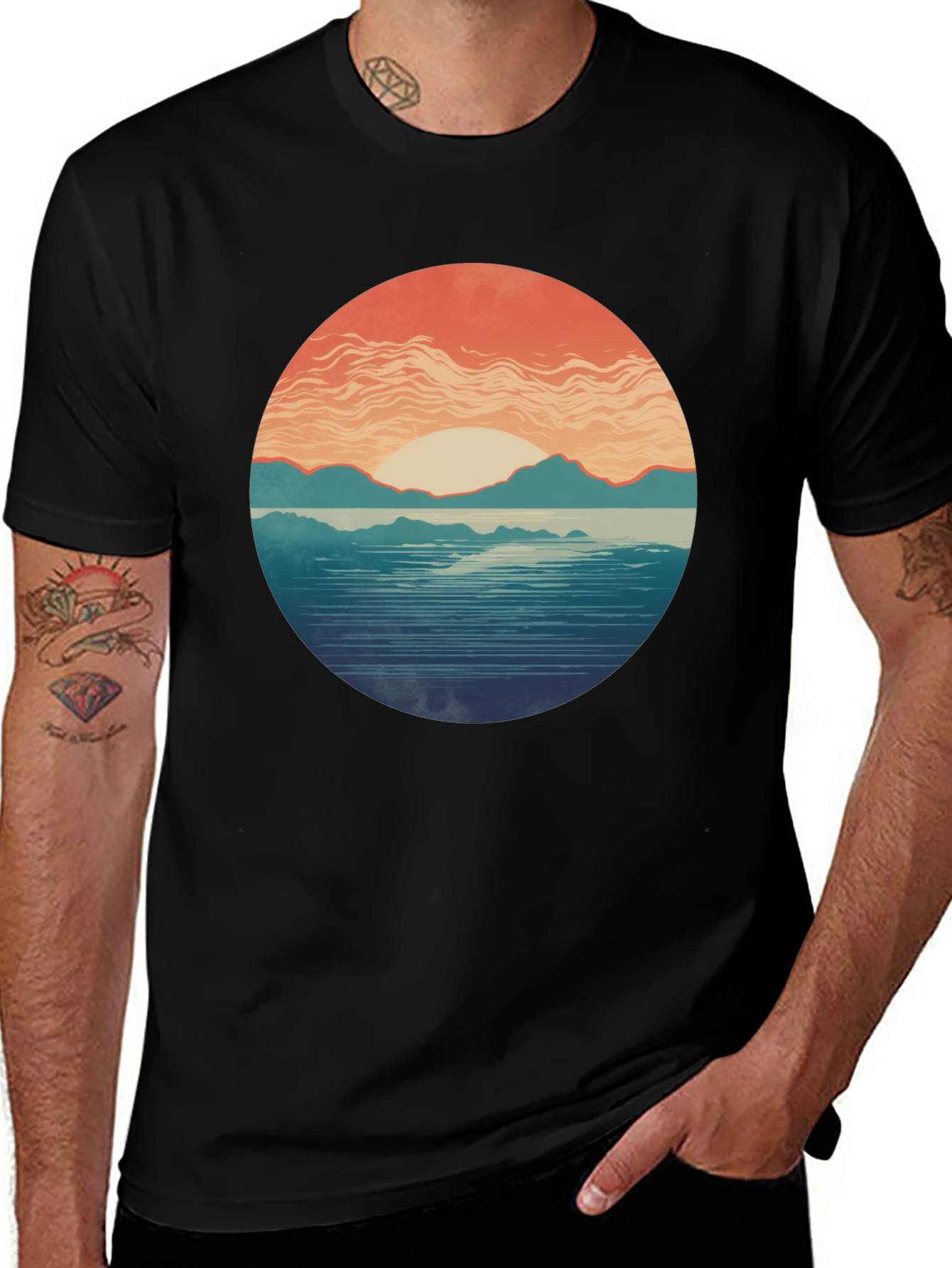 Variant 24 of Sunset Graphic Tee - Stylish Nature Print