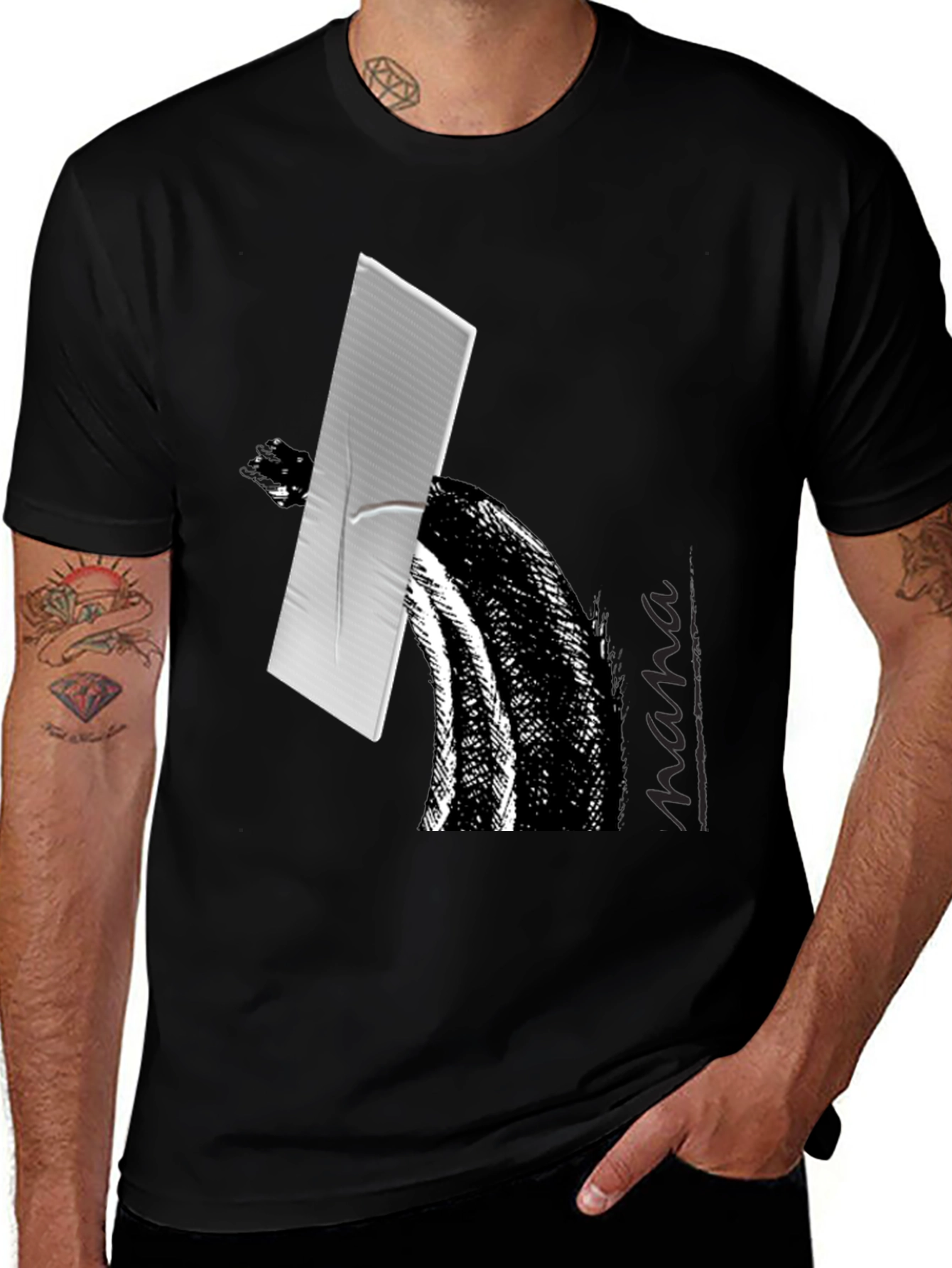 Variant 11 of Abstract Graphic Print Black T-Shirt