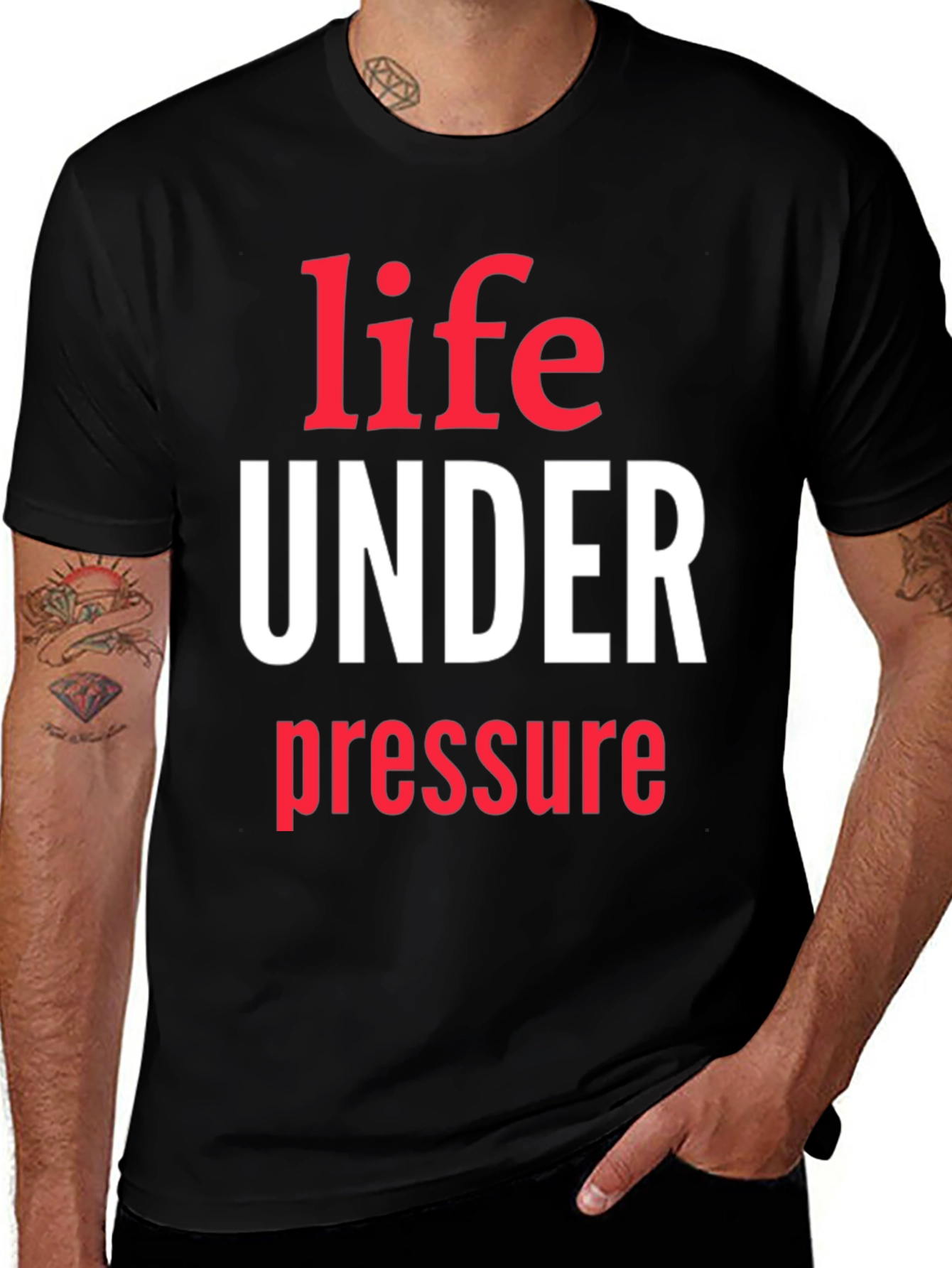 Variant 20 of Life Under Pressure Graphic Tee - Black Cotton Blend