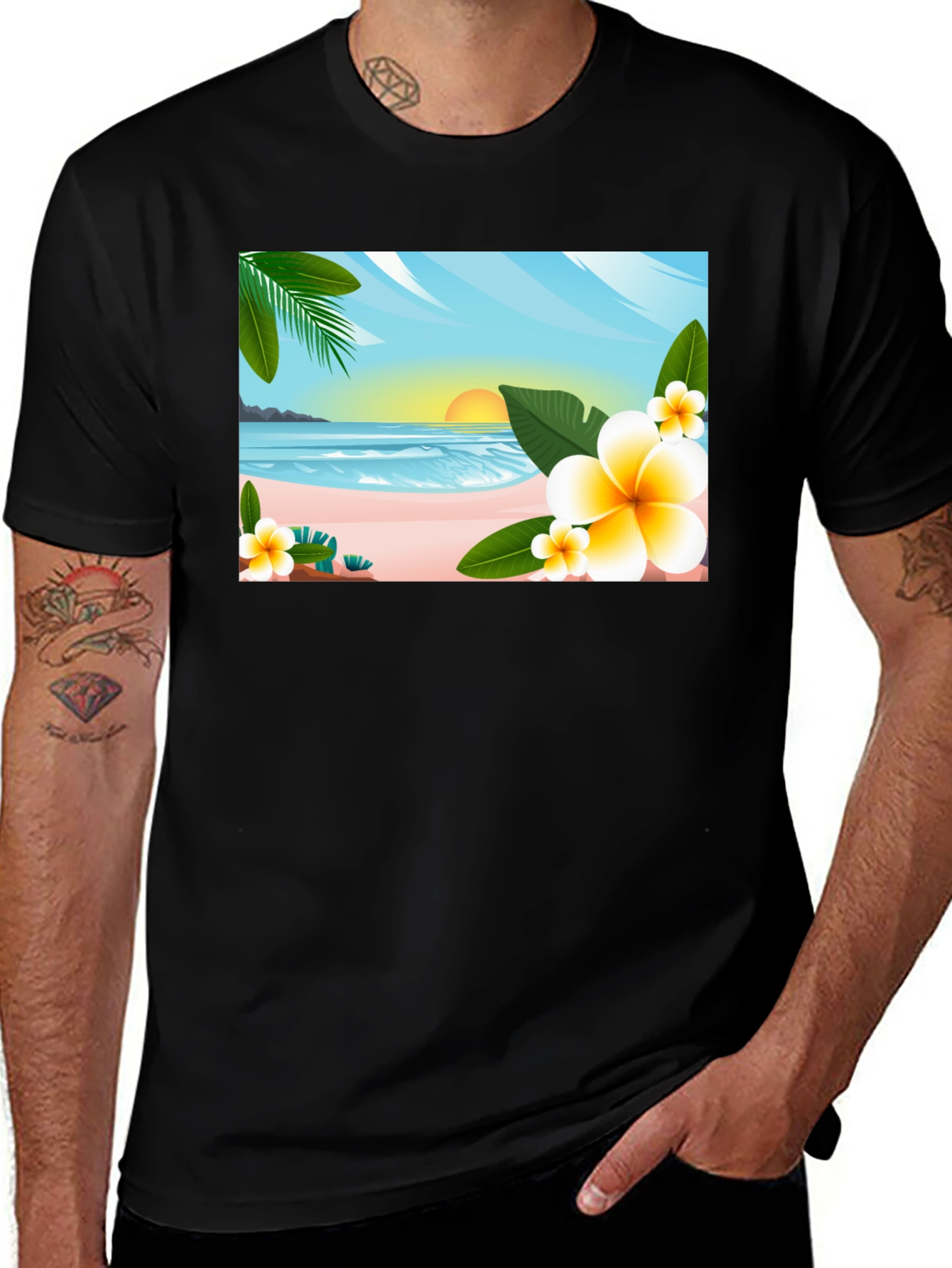 Variant 10 of Tropical Beach Graphic T-Shirt