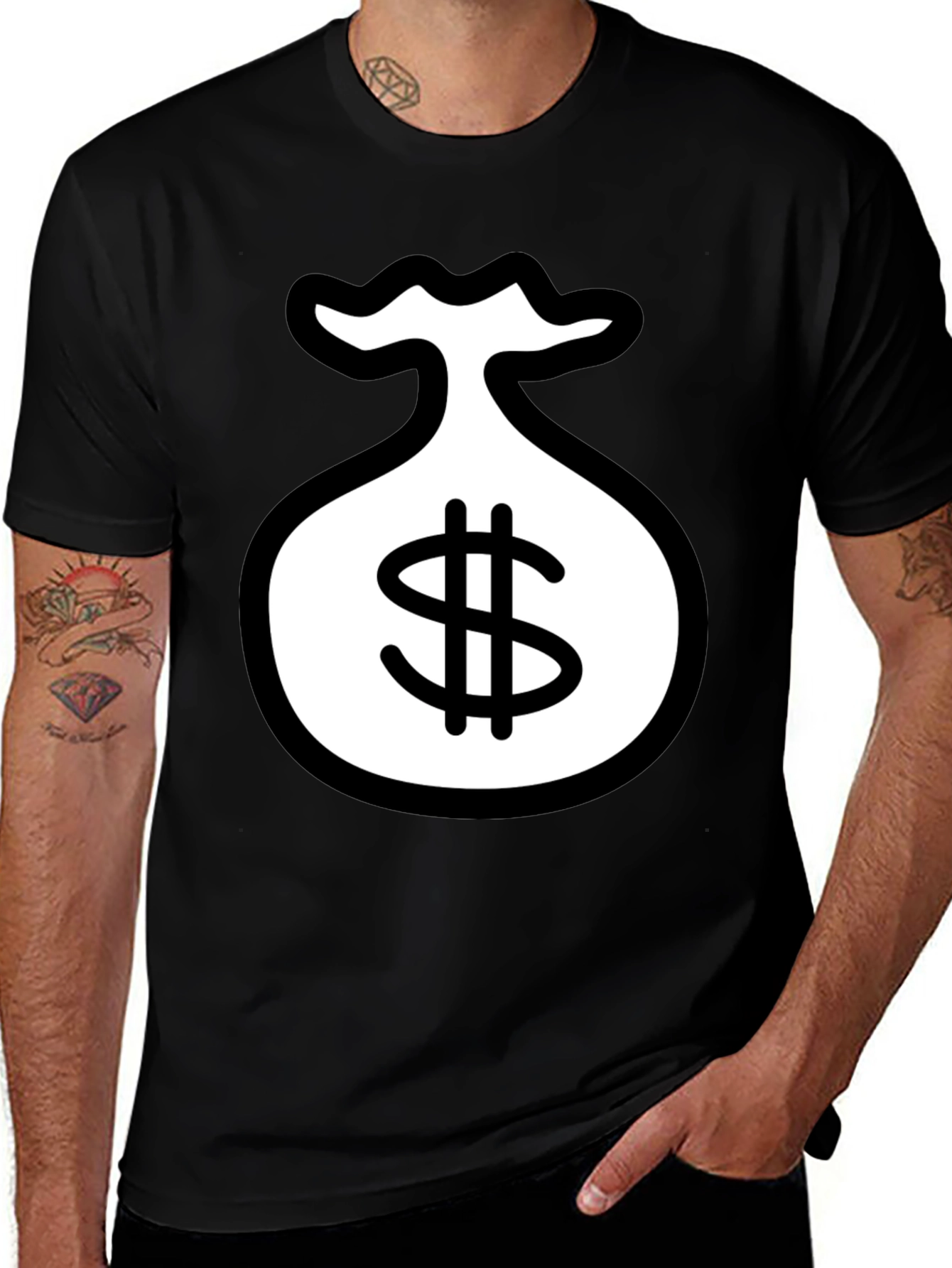 Variant 23 of Black T-Shirt with Money Bag Graphic