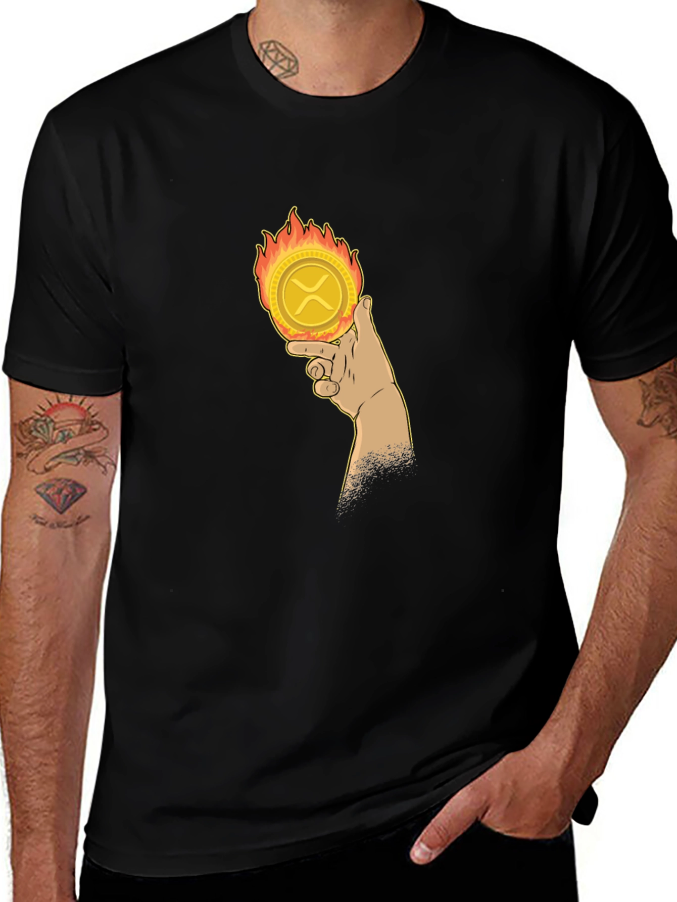 Variant 20 of Crypto Coin Tee: XRP on Fire!