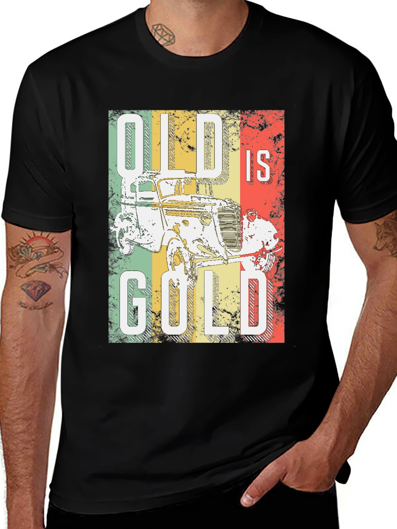 Variant 5 of Vintage Car T-Shirt - Old is Gold Tee
