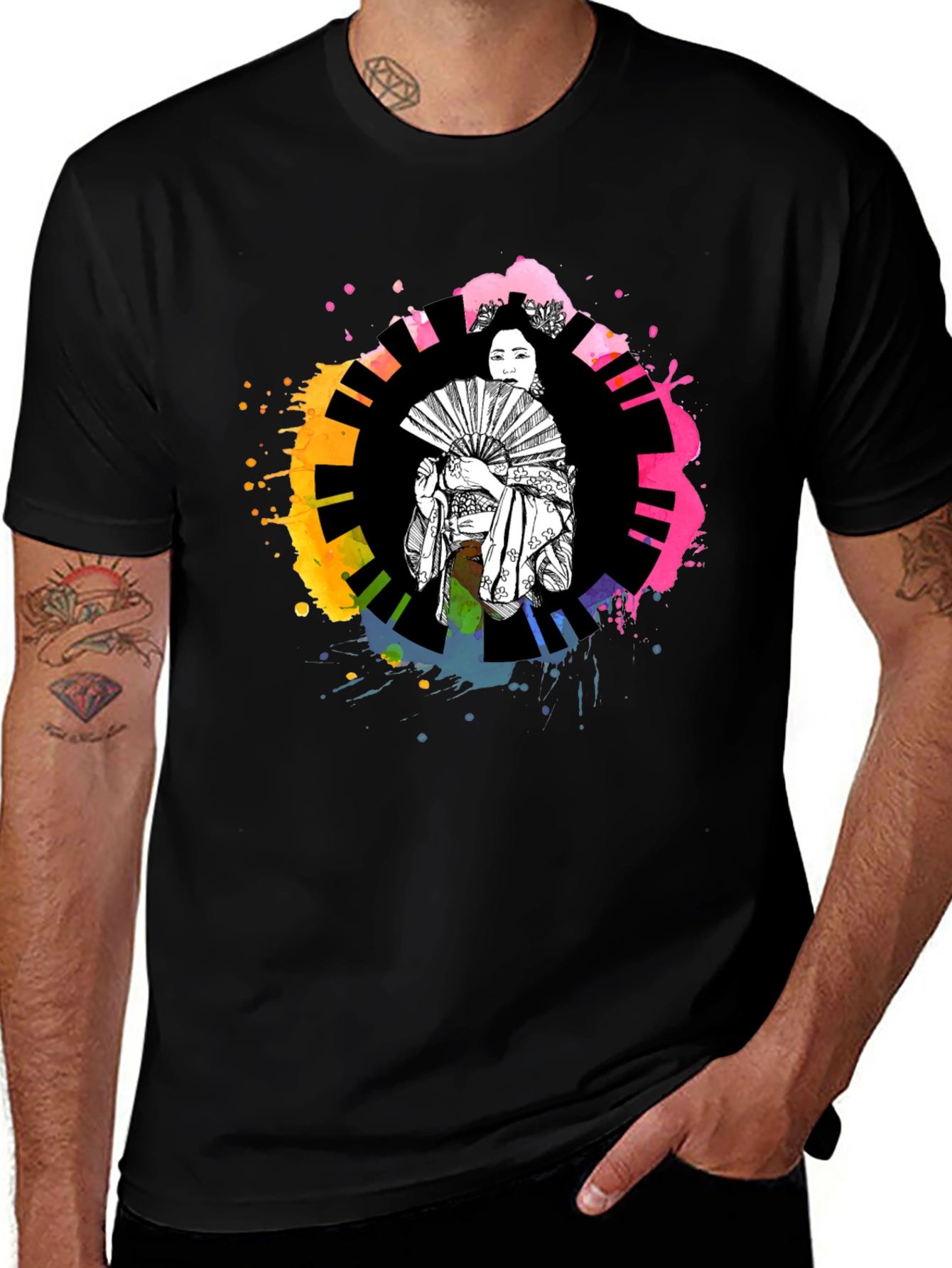 Variant 13 of Geisha Art T-Shirt - Colorful Piano Design