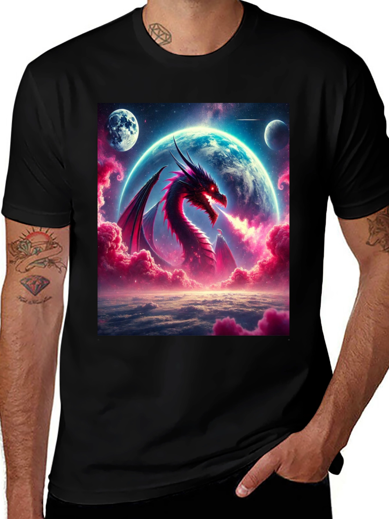 Variant 18 of Cosmic Dragon Graphic T-Shirt - Fantasy Tee