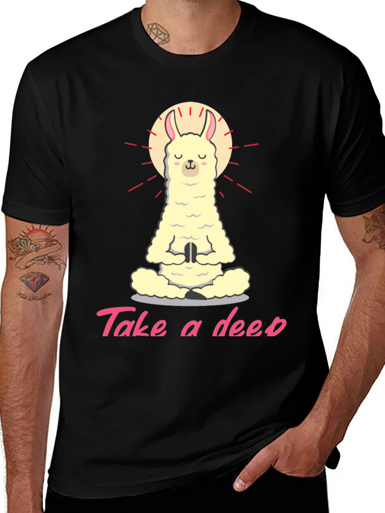 Zen Llama T-Shirt - "Take a Deep Breath" Graphic Tee