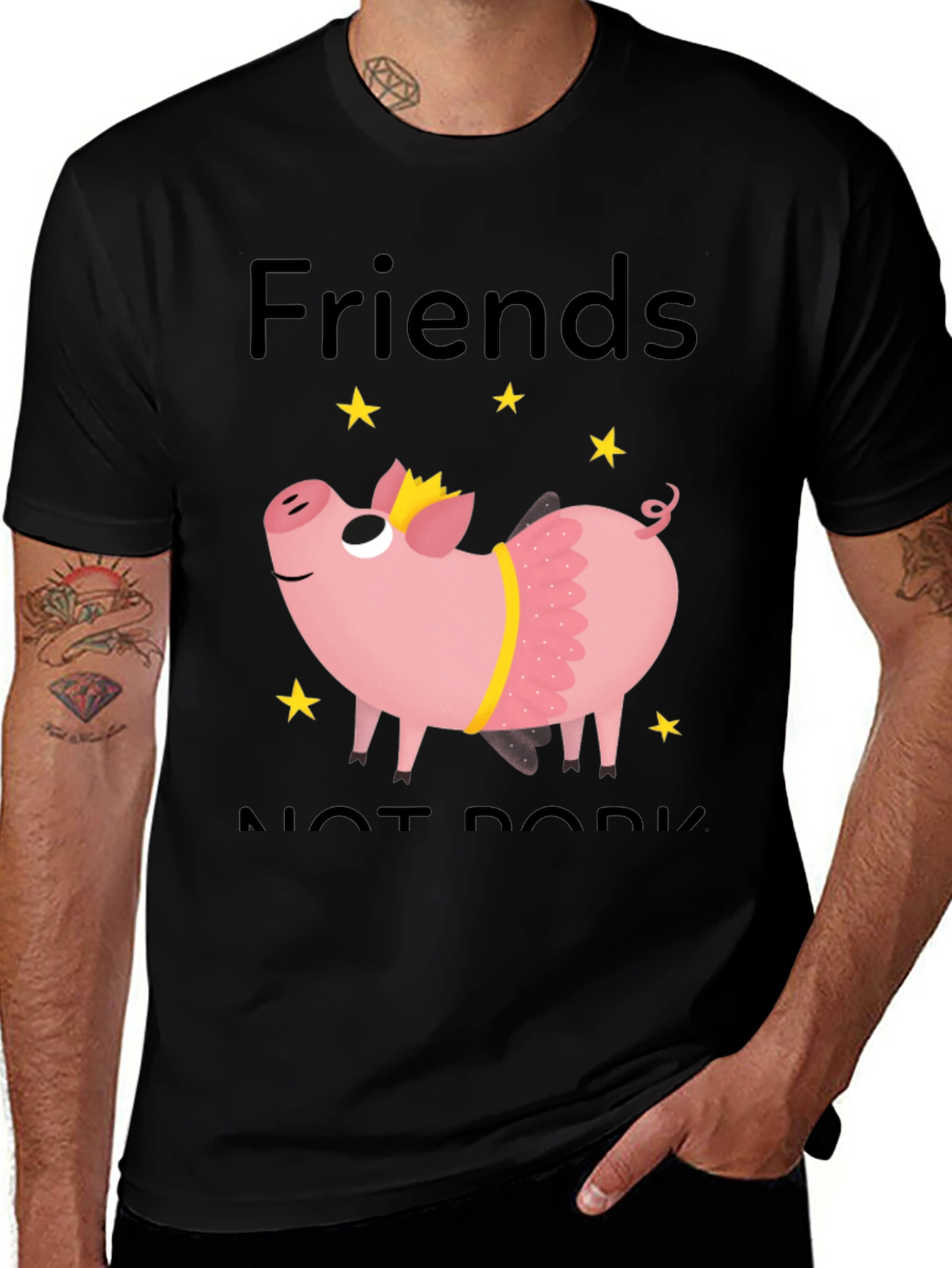 Variant 20 of Friends Not Pork T-Shirt - Cute Pig Design