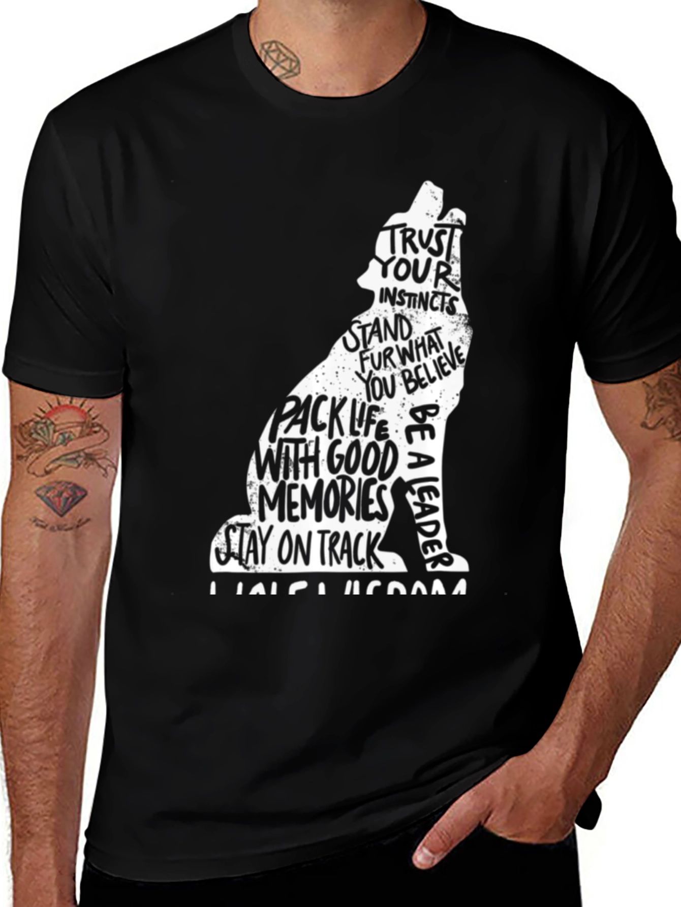 Variant 25 of Wolf Silhouette T-Shirt - Trust Your Instincts Design