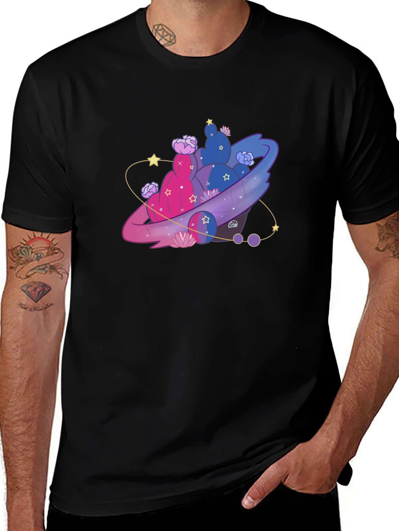Variant 17 of Cosmic Cactus T-Shirt - Unique Space Design