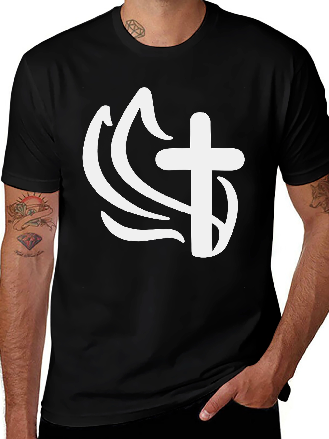 Faithful Cross Graphic Tee - Black