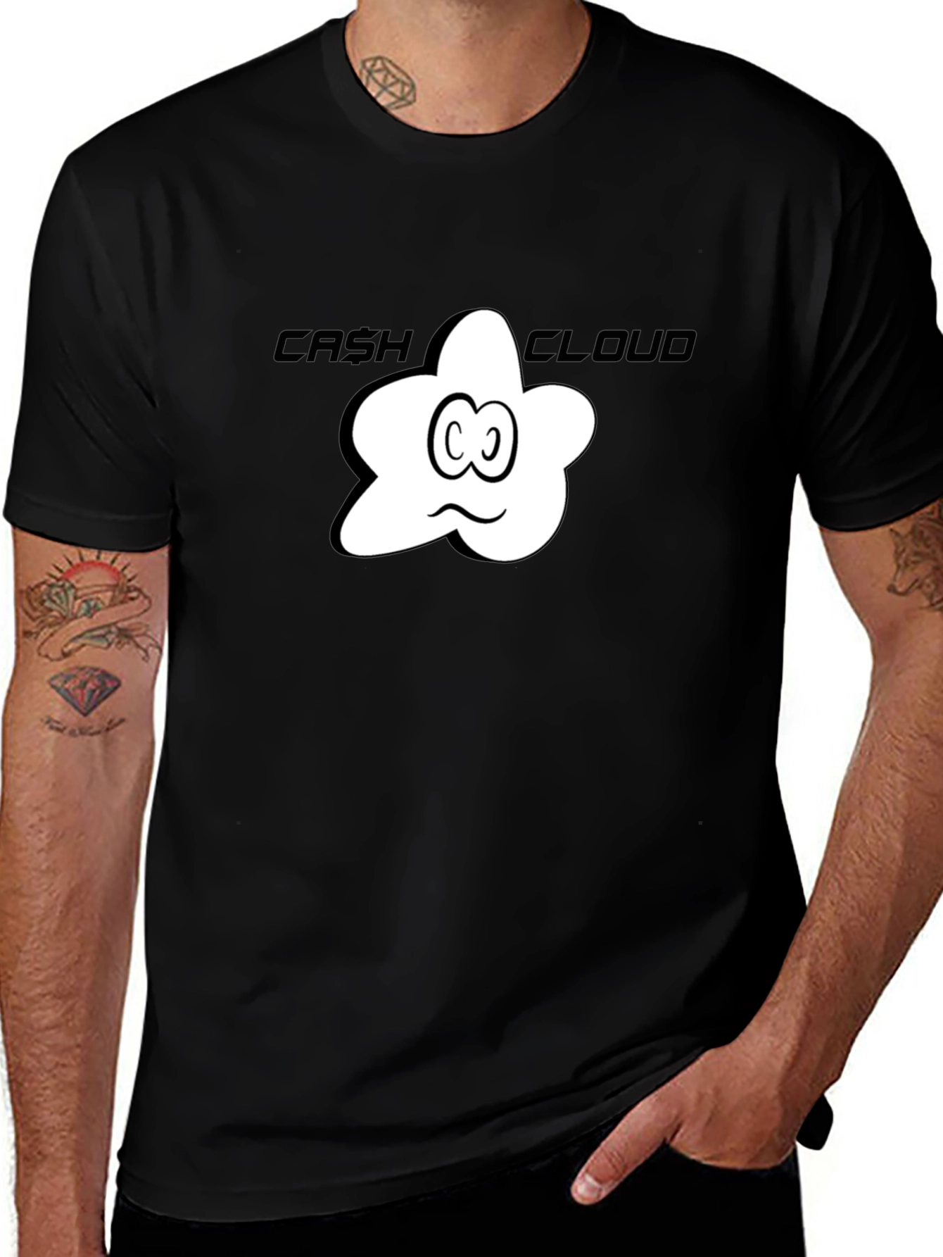 Variant 26 of Cash Cloud Graphic Tee - Black Cotton T-Shirt
