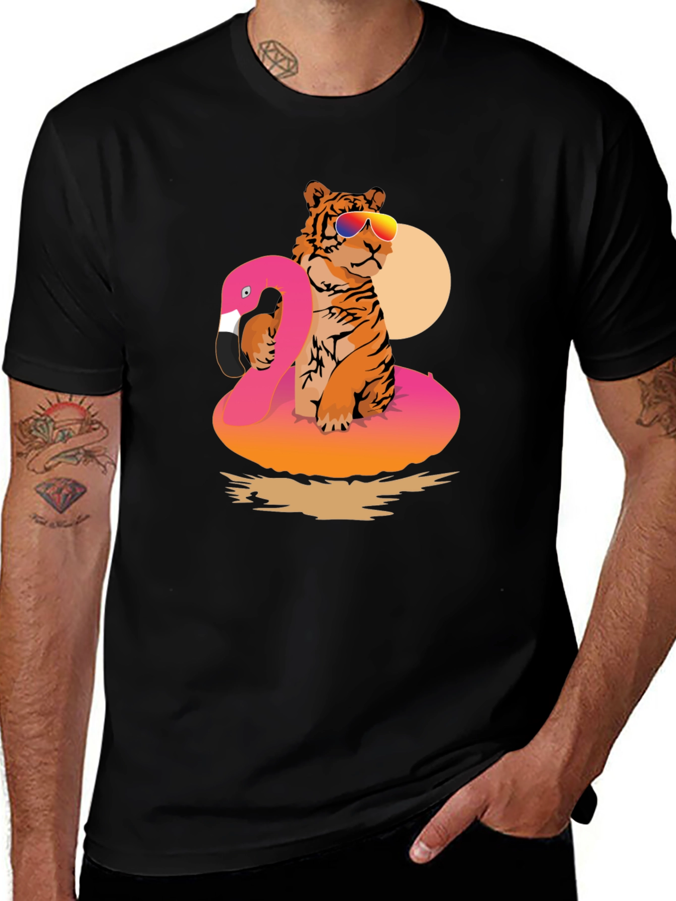 Variant 22 of Tiger Flamingo Float T-Shirt - Summer Vibes
