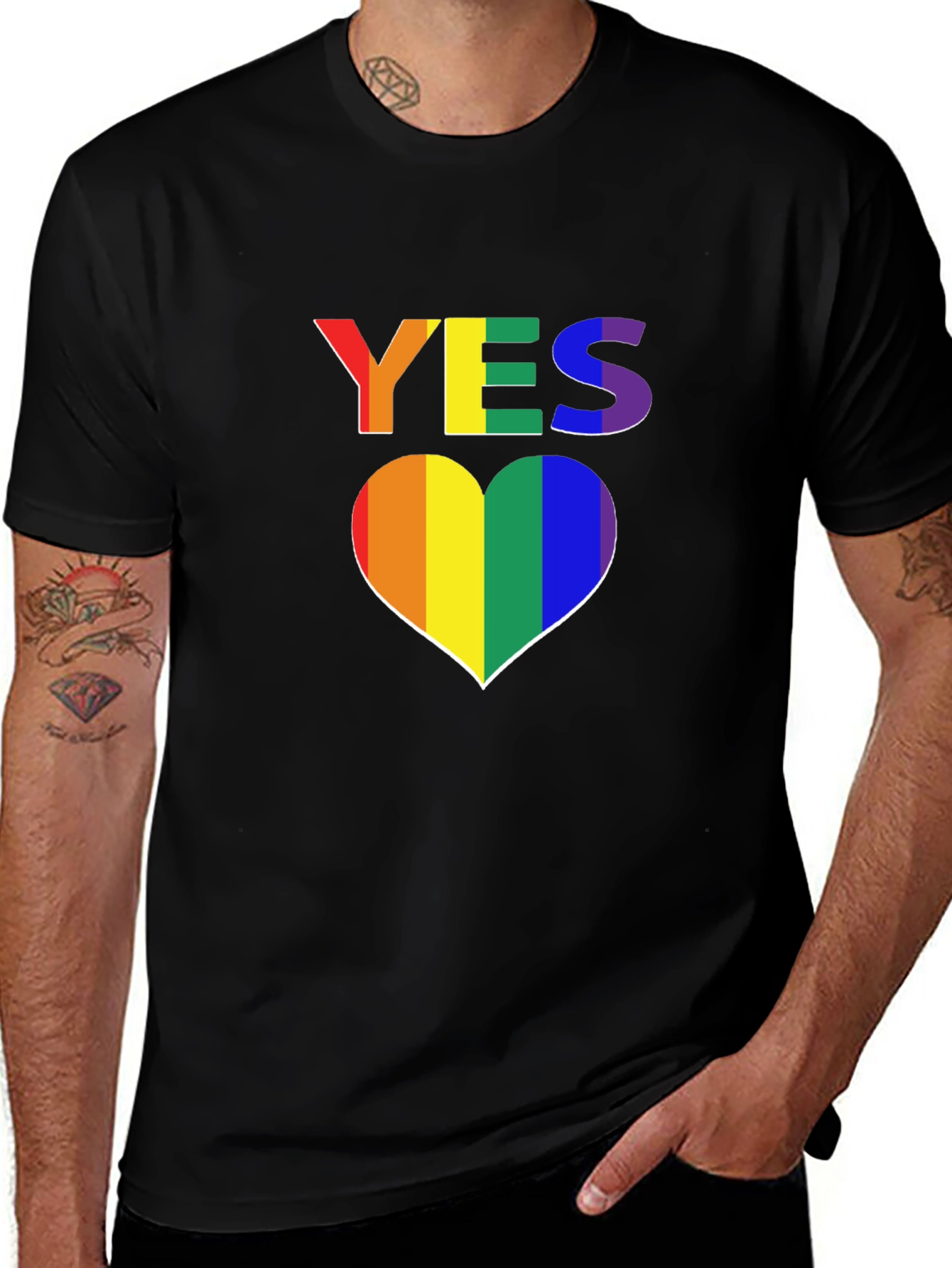 Variant 16 of Rainbow Pride YES Heart T-Shirt