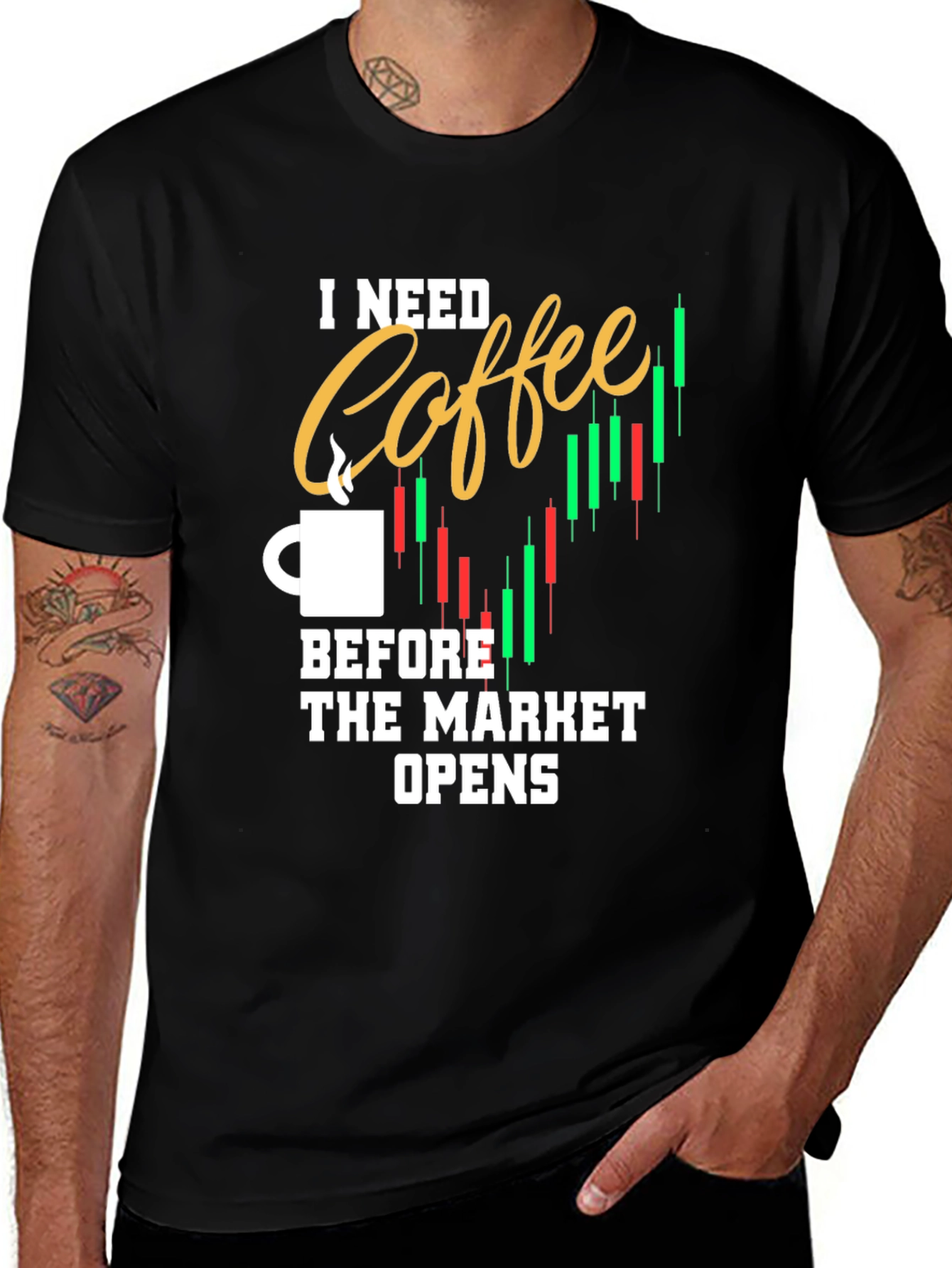 Variant 21 of Coffee Before Market Opens Graphic Tee