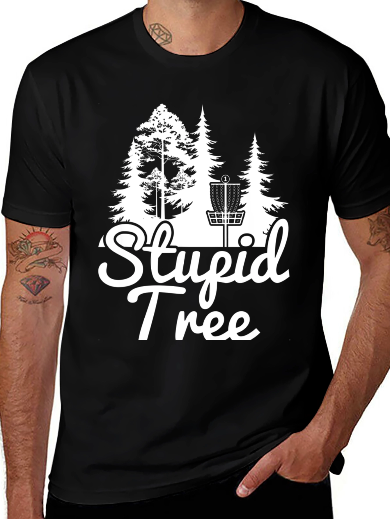 Variant 12 of Stupid Tree Disc Golf T-Shirt - Black