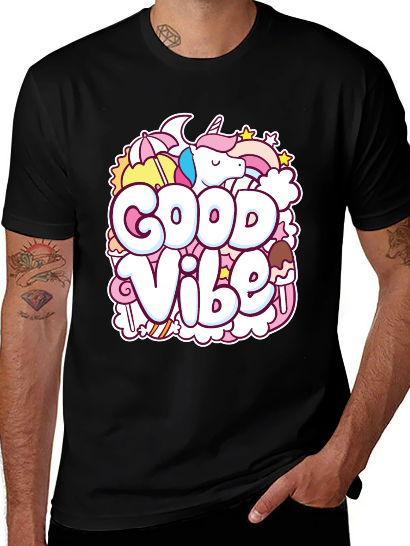 Variant 8 of Good Vibe Unicorn T-Shirt - Black