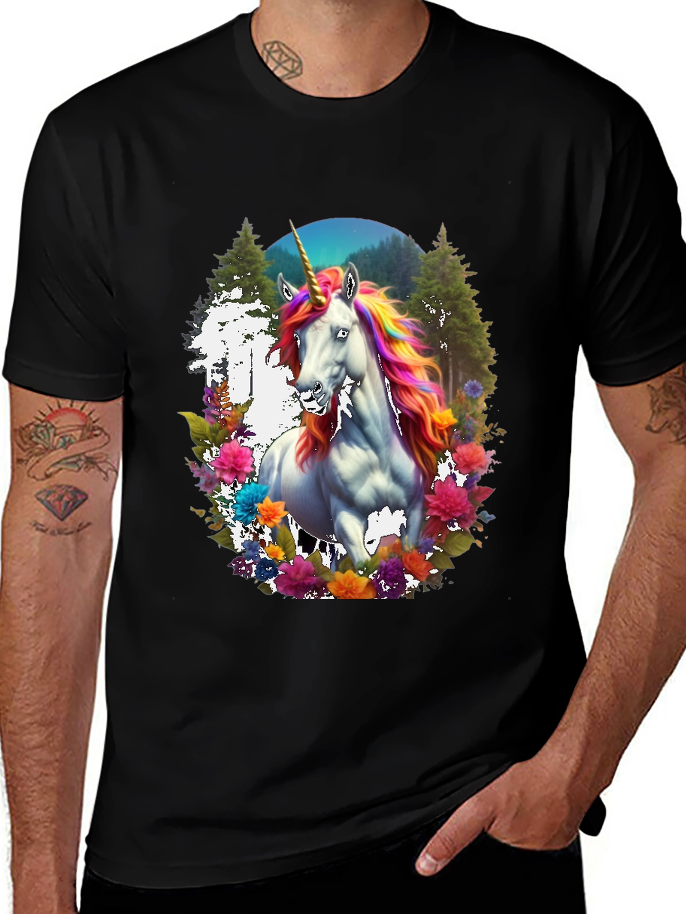 Variant 13 of Unicorn Floral Graphic Tee
