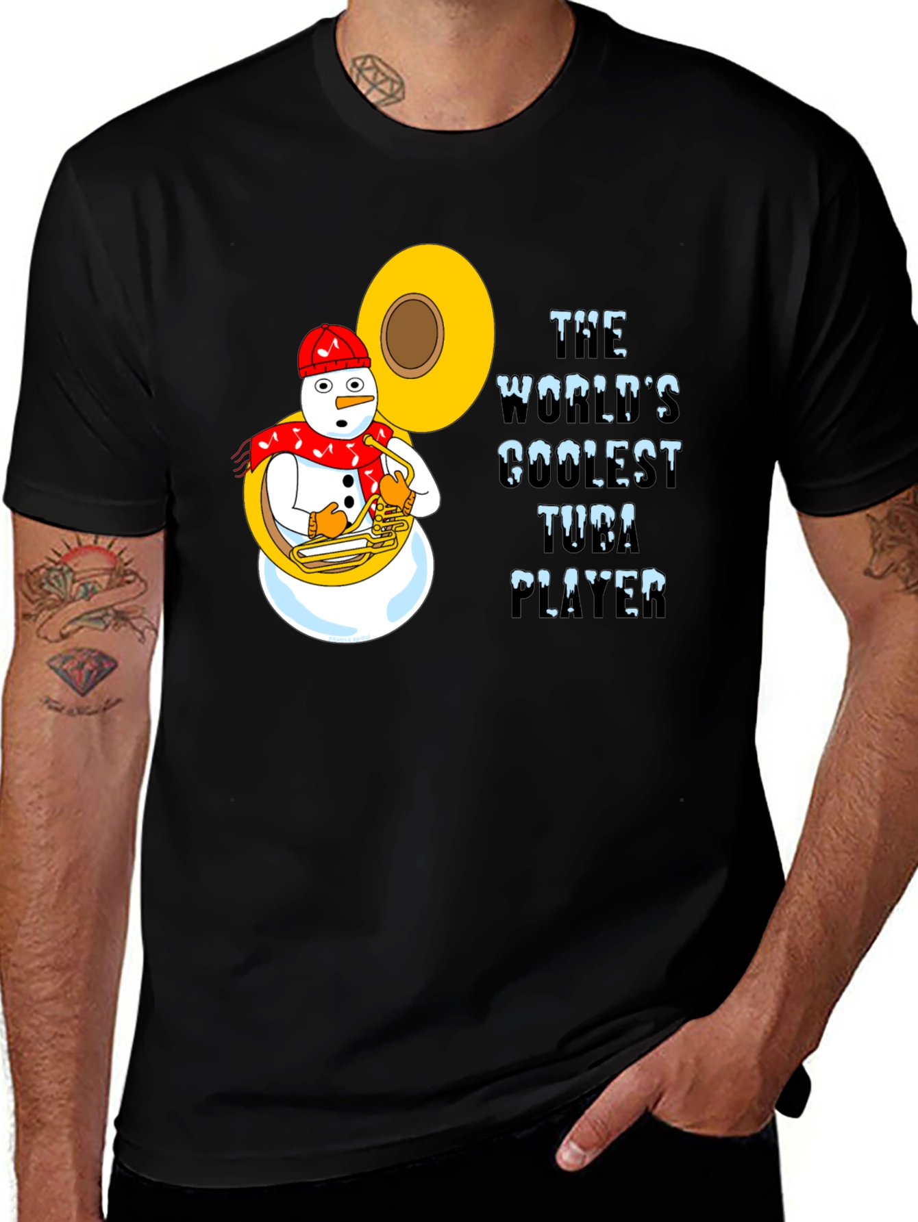 Variant 22 of Coolest Tuba Player Snowman Graphic Tee
