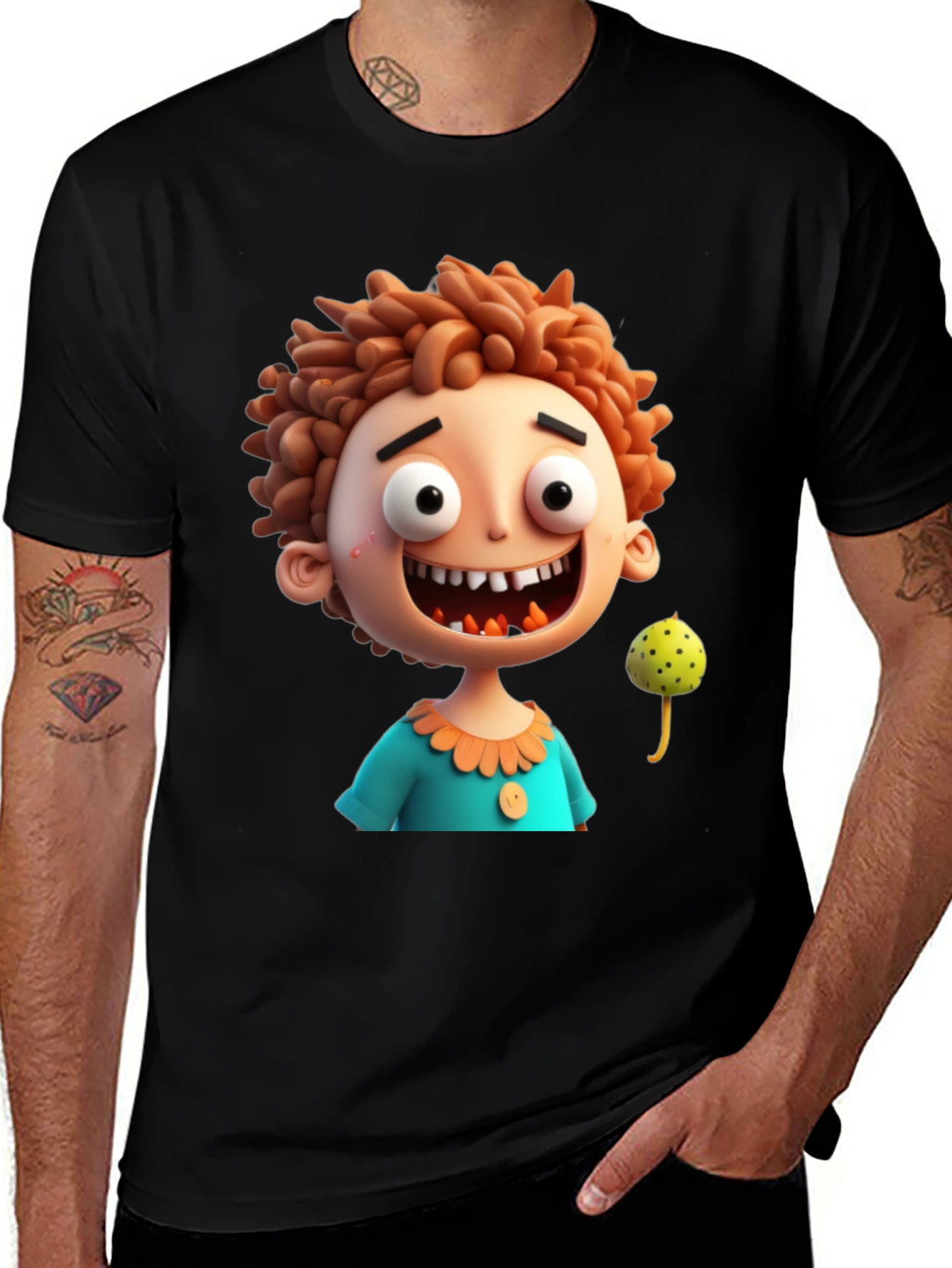 Cartoon Character Graphic Black T-Shirt