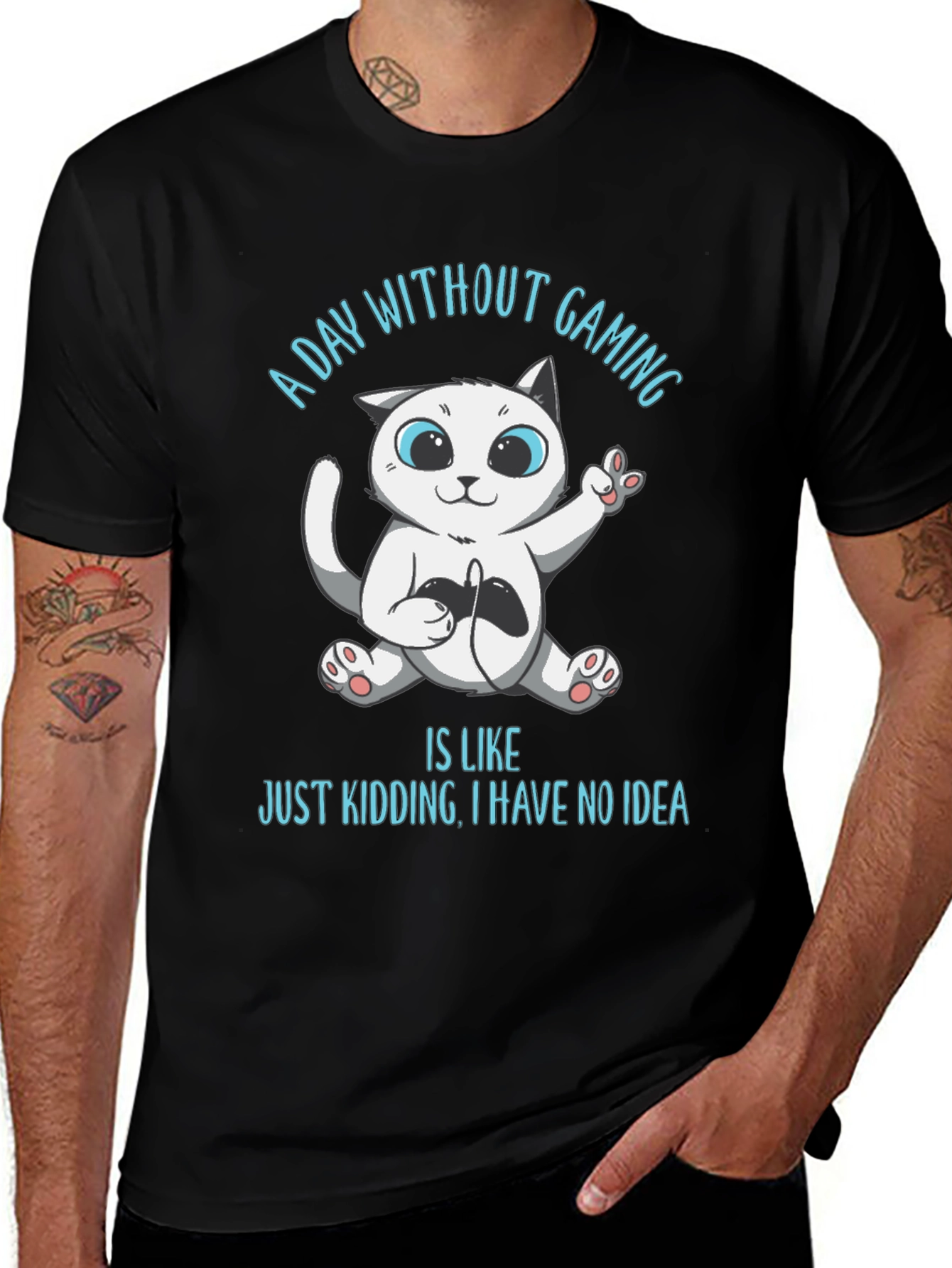 Gamer Cat Graphic T-Shirt - 'A Day Without Gaming'