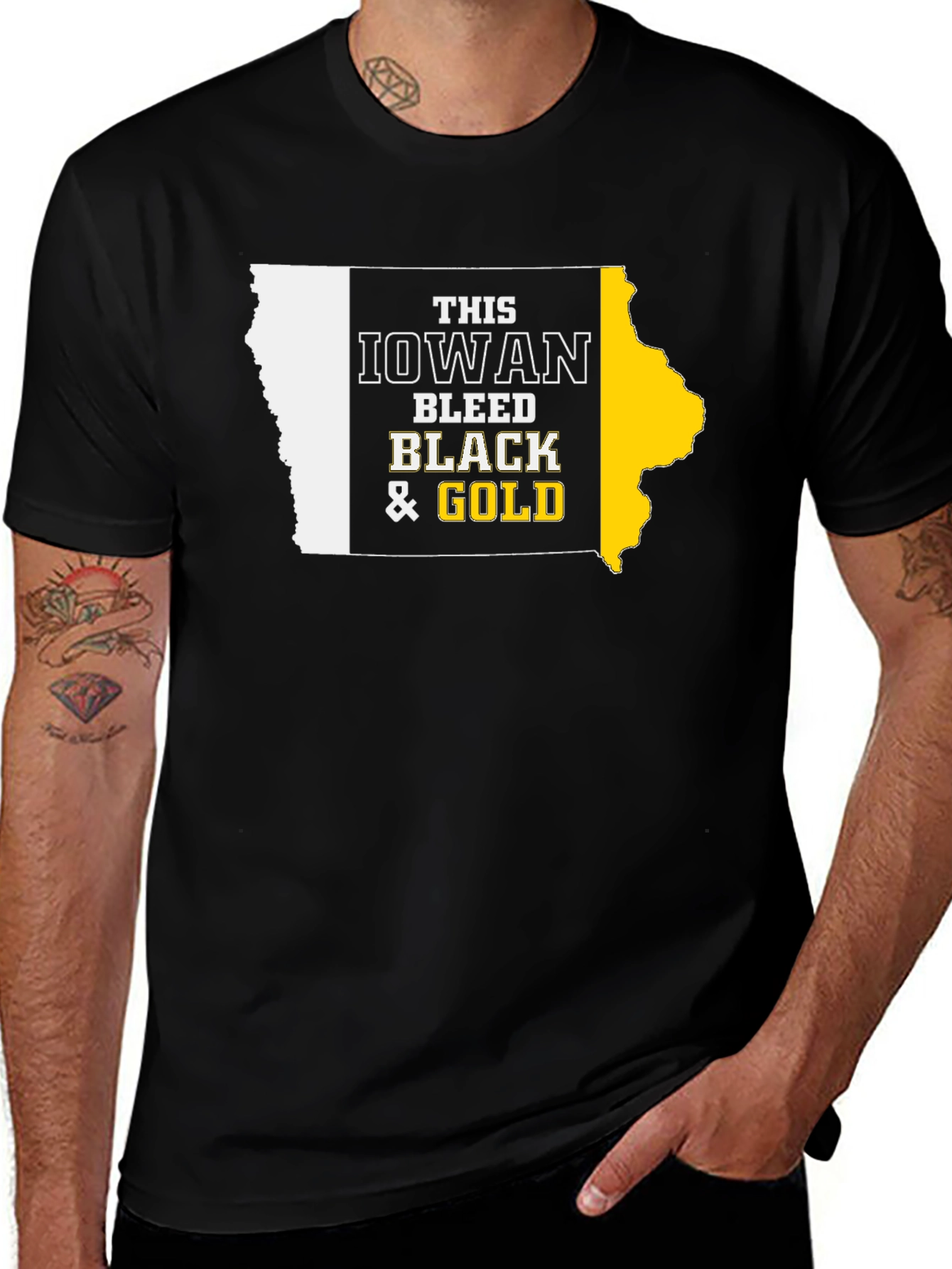 Iowa Hawkeyes This Iowan Bleeds Black & Gold T-Shirt