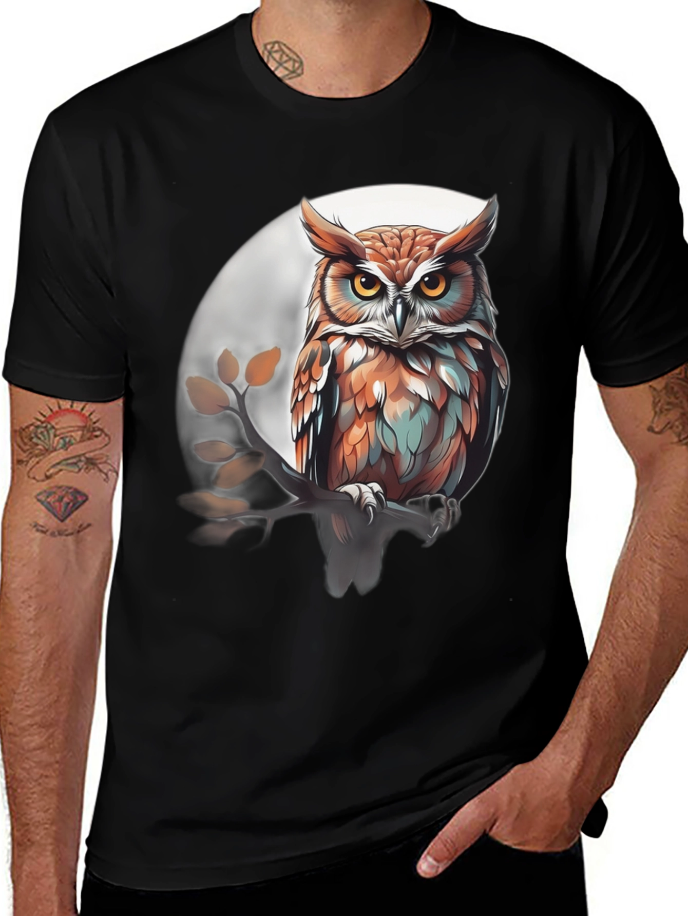 Variant 15 of Owl & Moon Graphic Tee - Premium Comfort Fit