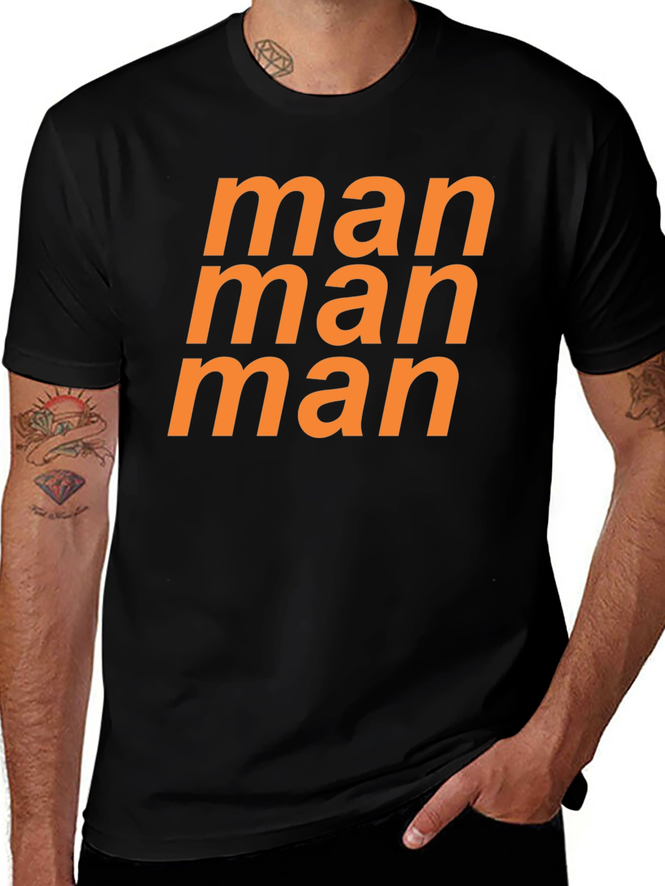 Variant 20 of Man Graphic Tee - Bold Orange Print