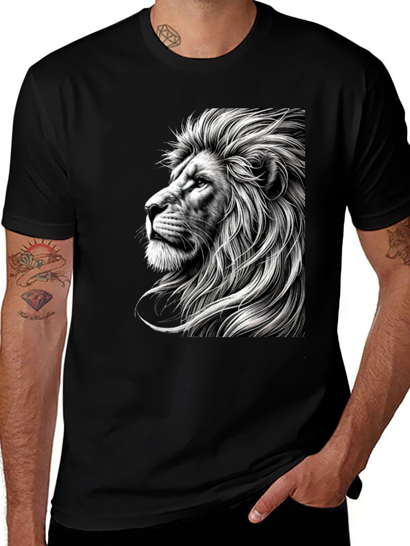 Variant 25 of Lion Graphic Black T-Shirt