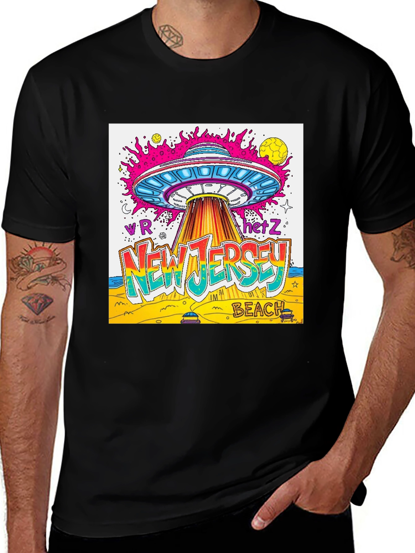 Variant 19 of New Jersey Beach UFO Graphic T-Shirt
