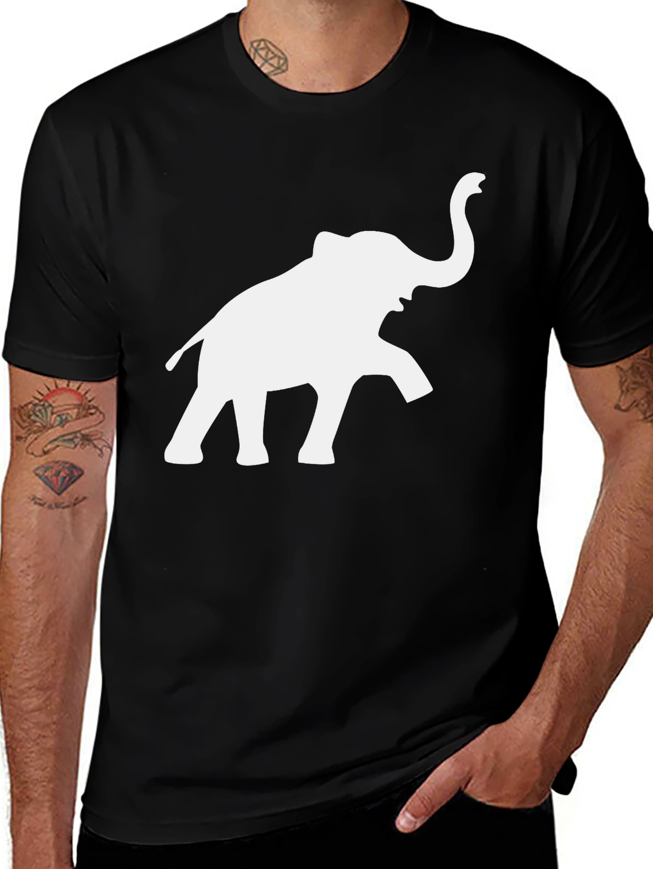 Variant 20 of Elephant Graphic Tee - Black Cotton T-Shirt