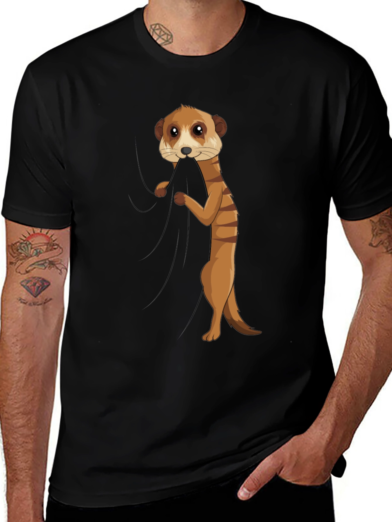 Meerkat Peek-a-Boo Black T-Shirt