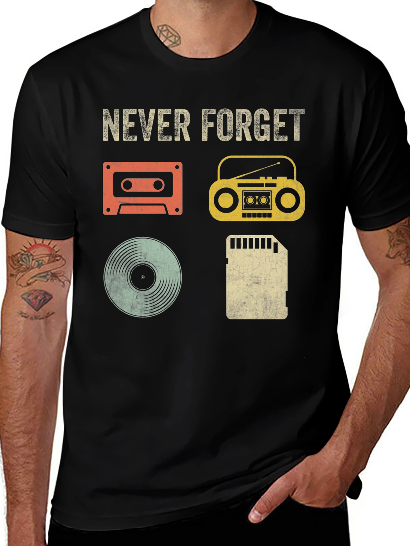 Variant 6 of Retro Music T-Shirt - Never Forget Media Evolution