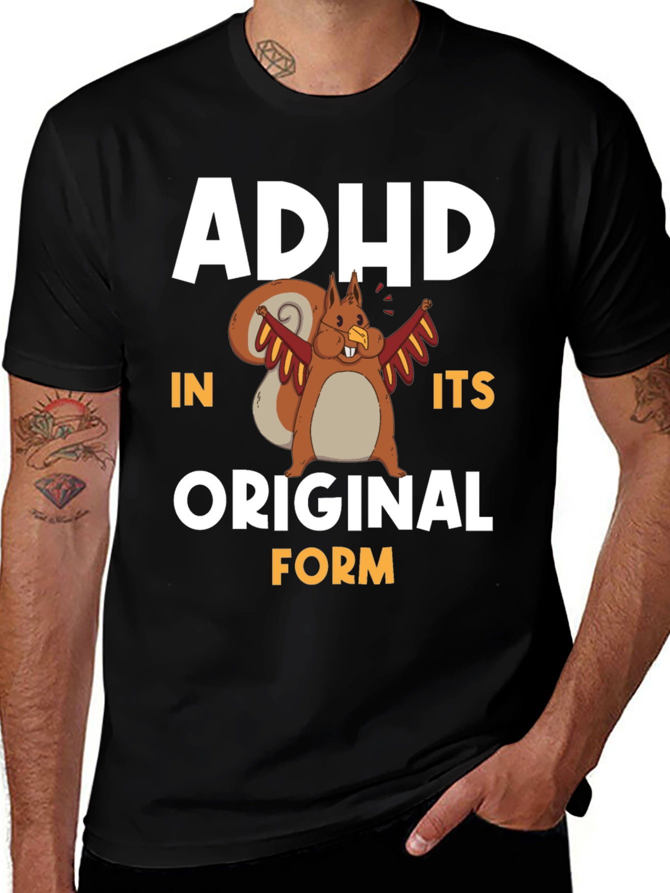 Variant 5 of ADHD In Its Original Form Squirrel Graphic T-Shirt
