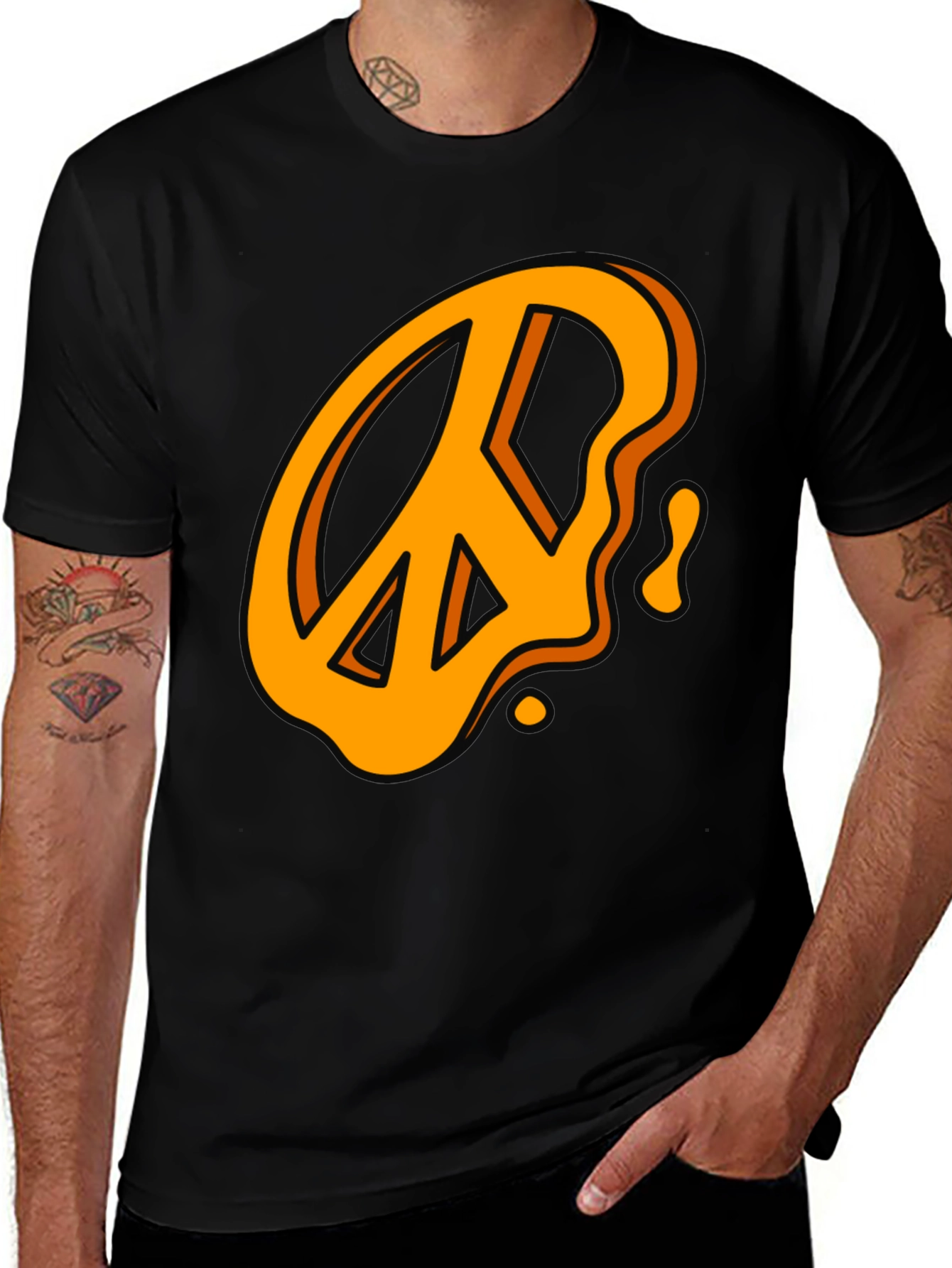 Variant 2 of Melting Peace Sign Graphic Tee - Black