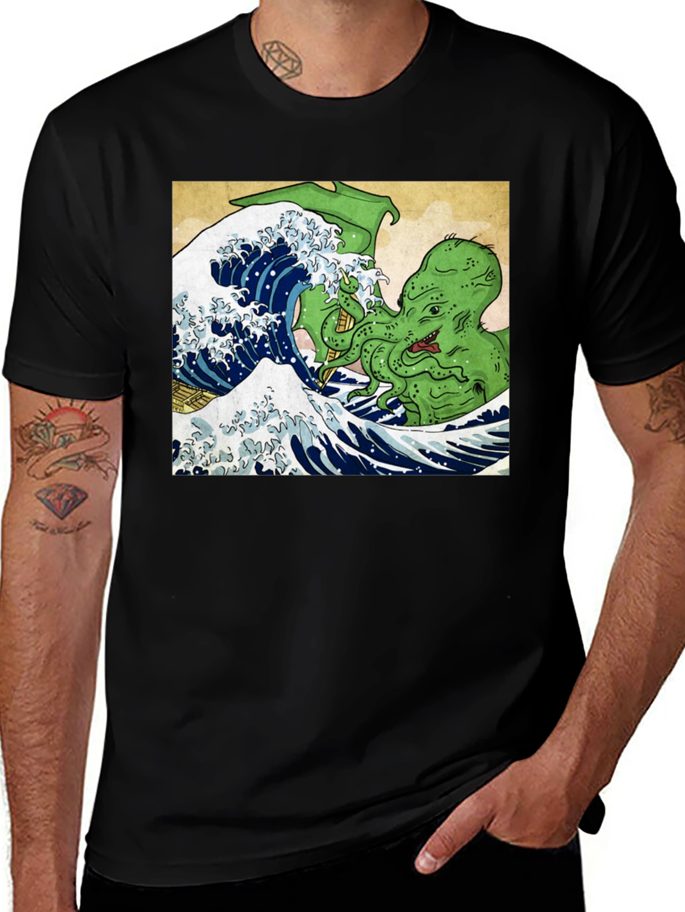 Great Wave Cthulhu Graphic Tee