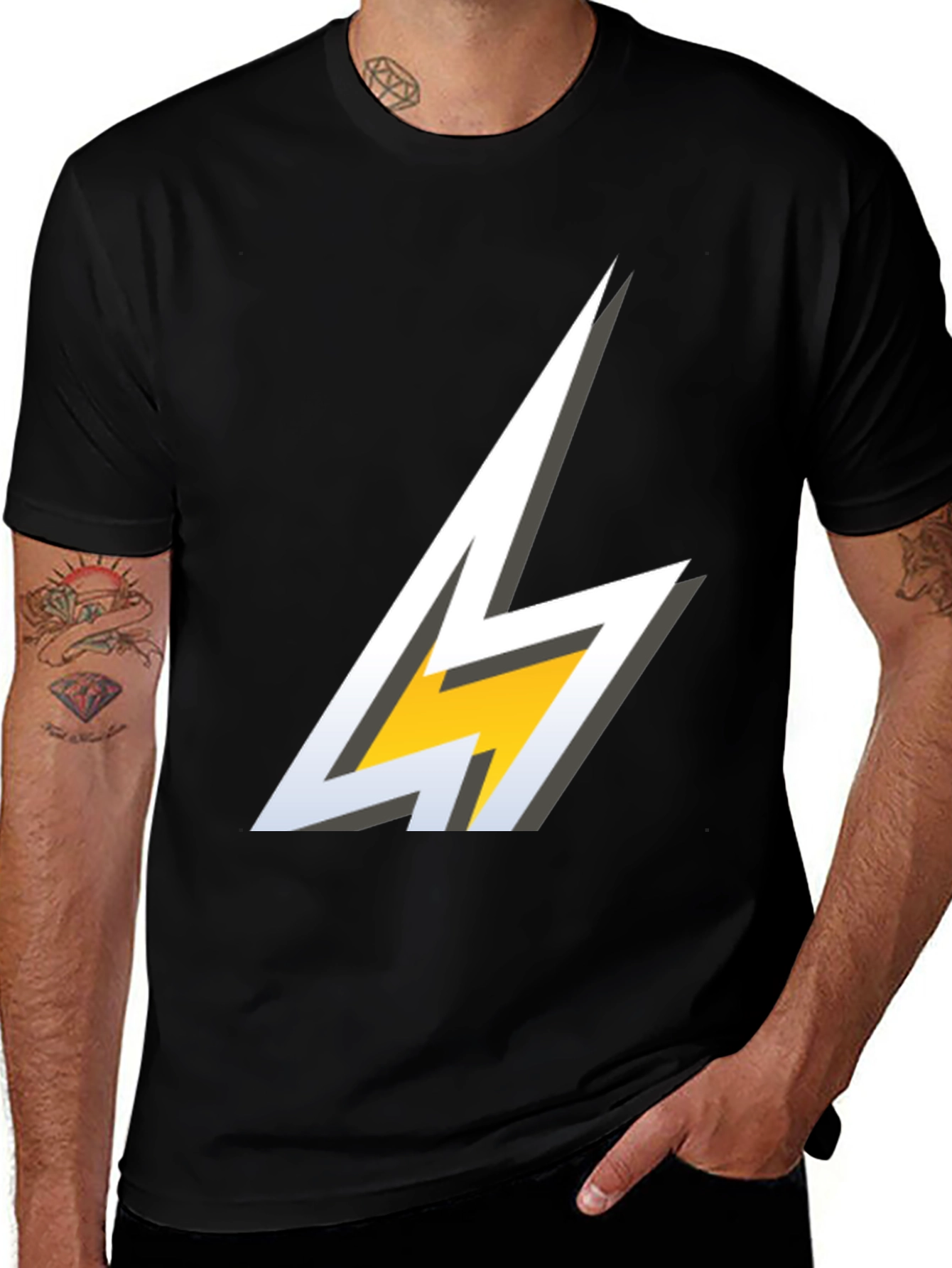 Variant 4 of Lightning Bolt Graphic T-Shirt - Bold Black Tee
