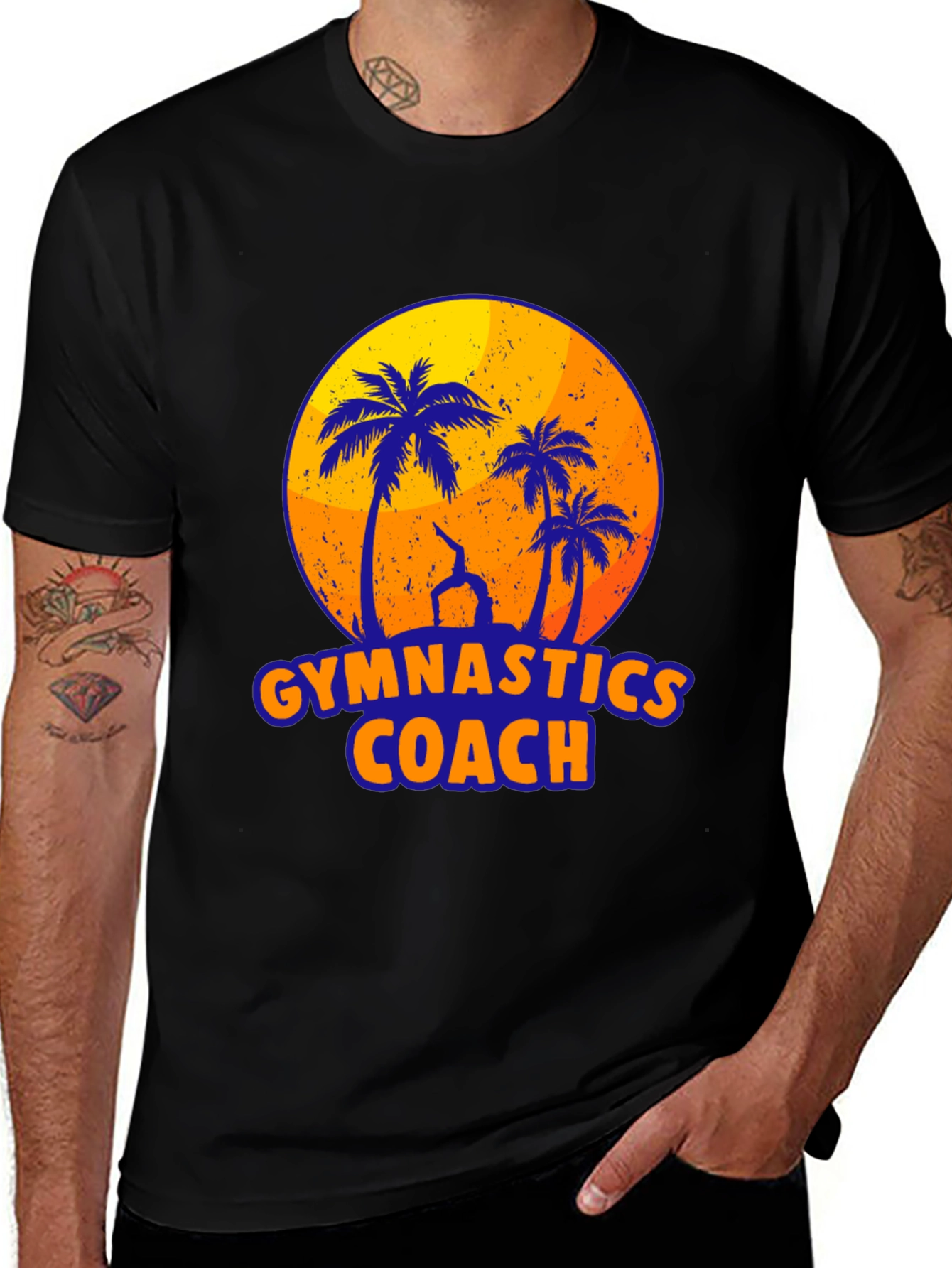 Variant 2 of Gymnastics Coach Palm Tree Graphic T-Shirt